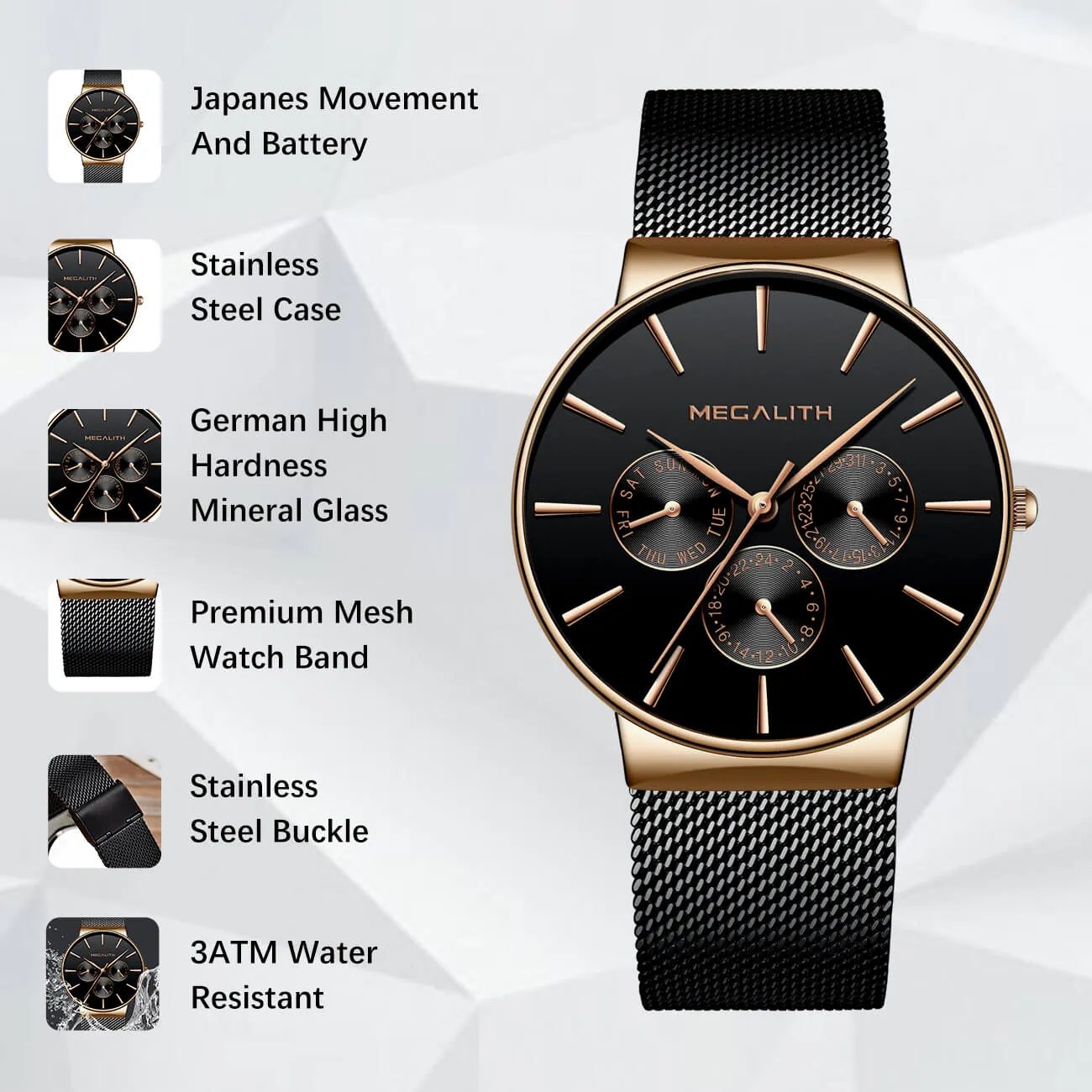 0047M | Quartz Men Watch | Mesh Band