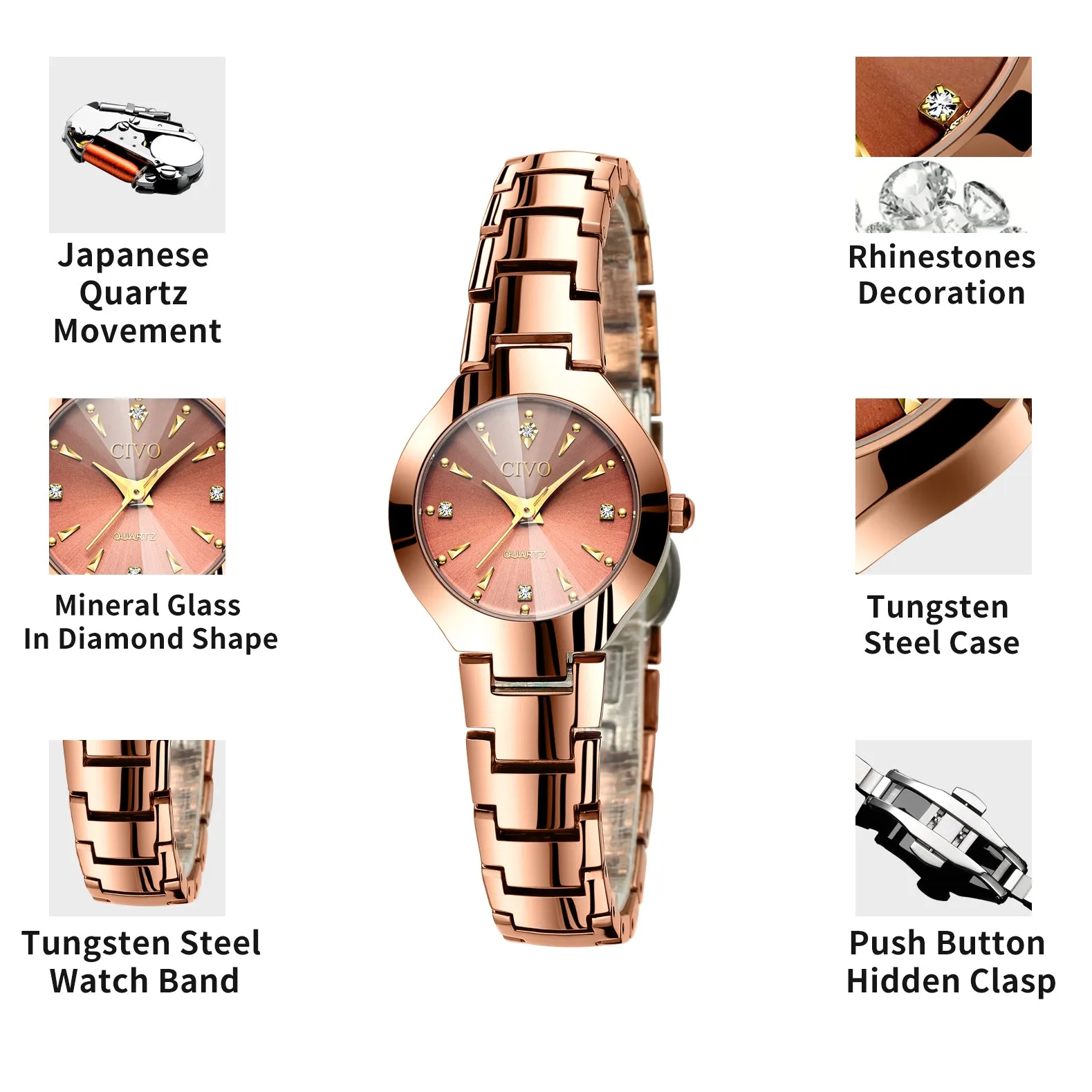 0104C | Quartz Women Watch | Stainless Steel Band