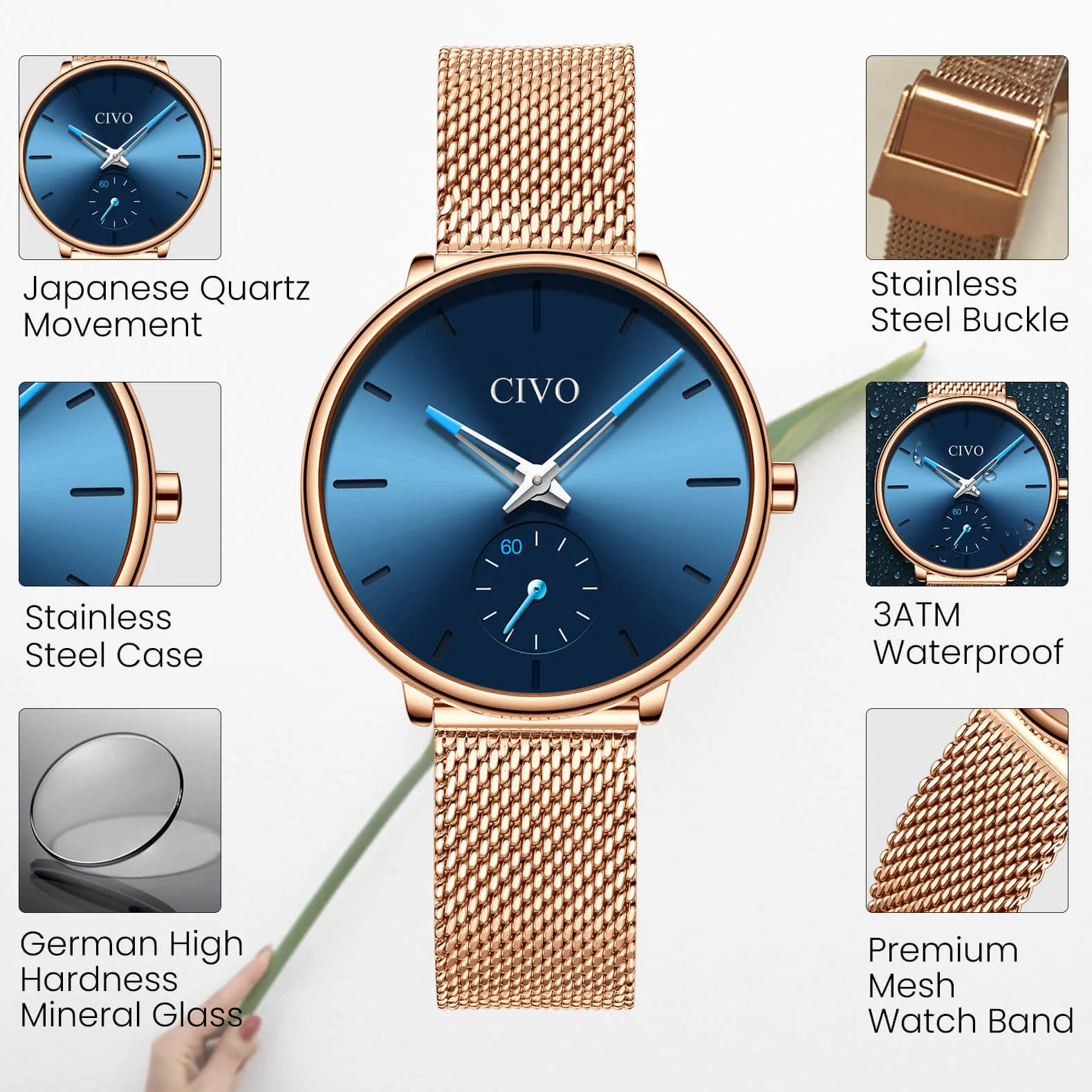 0124C | Quartz Women Watch | Mesh Band