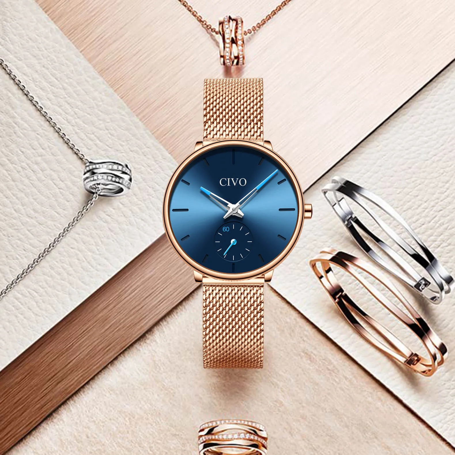 0124C | Quartz Women Watch | Mesh Band