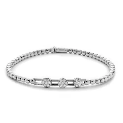 0.19ctw, 18K White Gold Tresore Stretch Bracelet