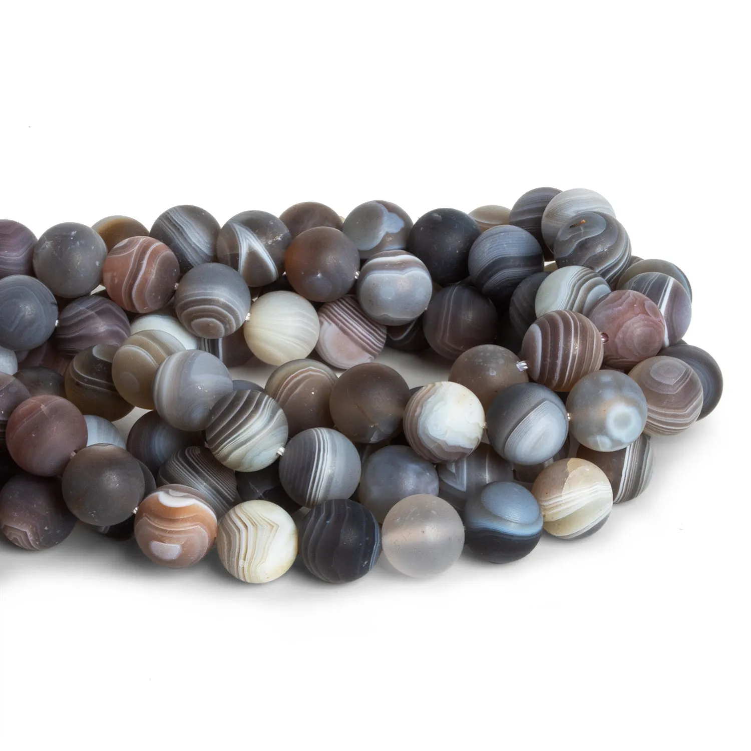 10mm Matte Botswana Agate Plain Rounds 15 inch 34 beads