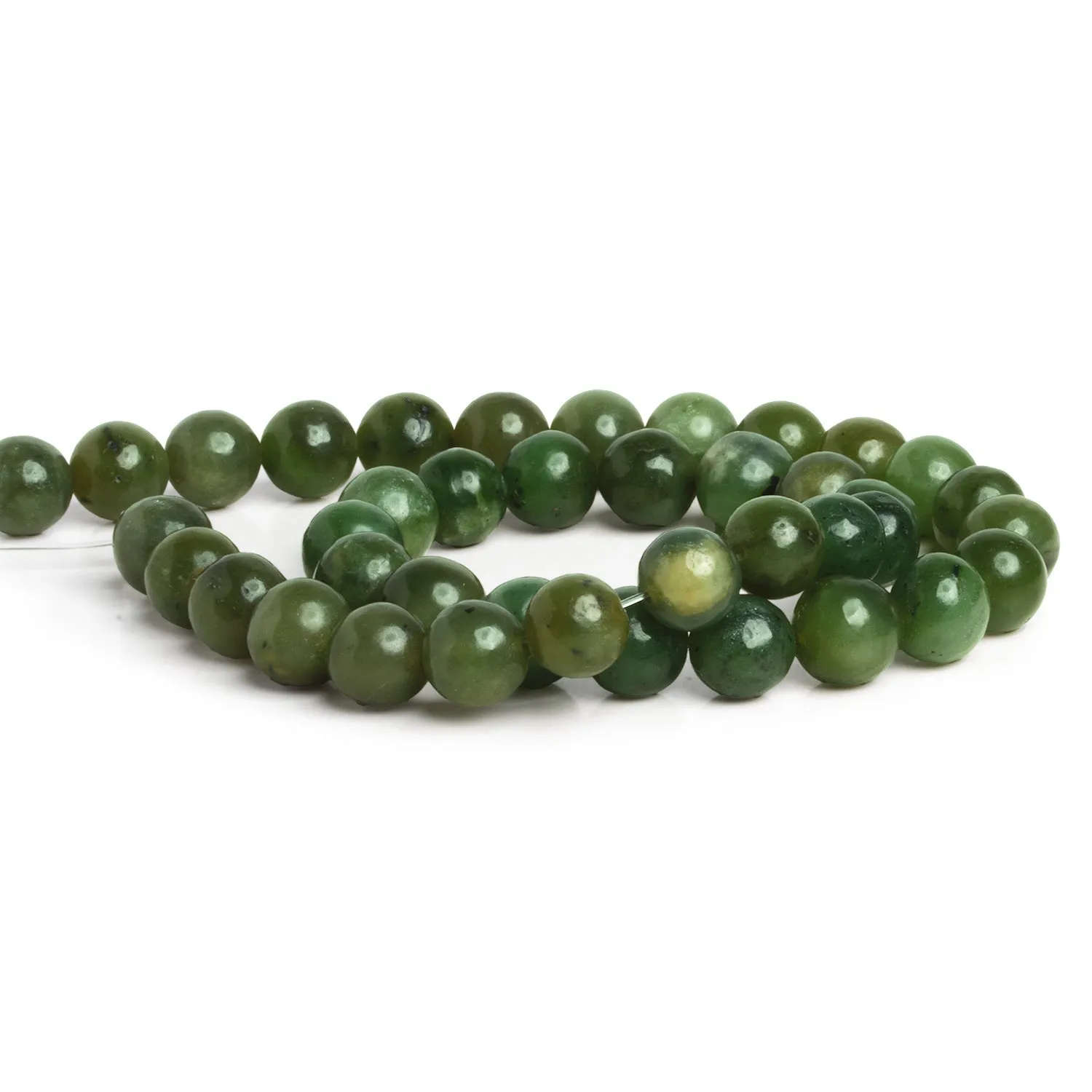 10mm Nephrite Jade Plain Rounds 16 inch 39 beads