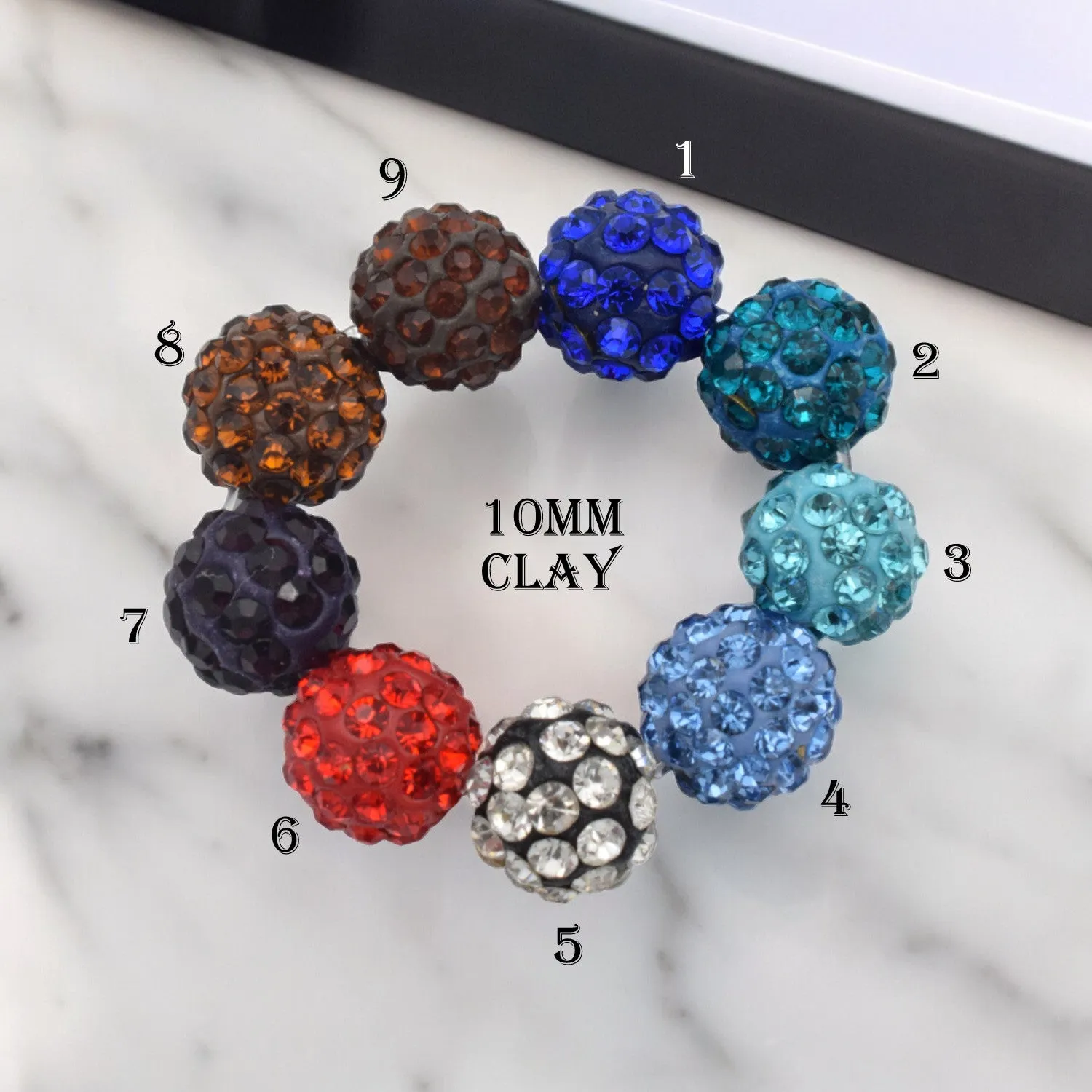 10mm Rhinestone micro Pave beads in metal and Clay for Jewelry making