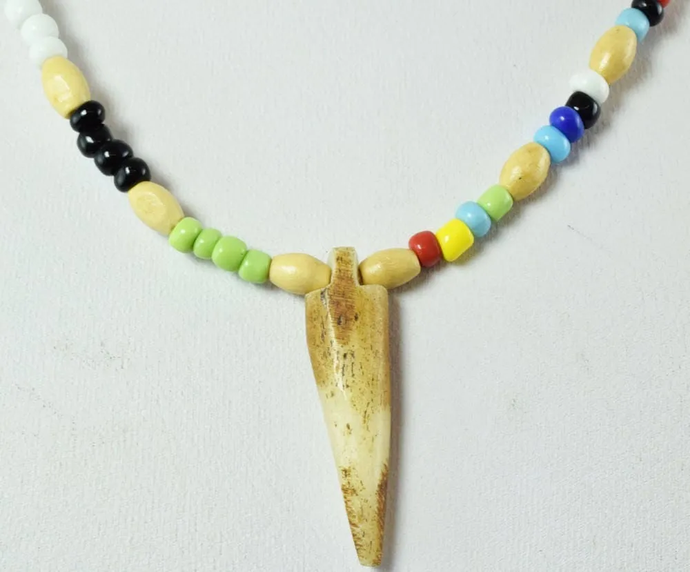 10" Wood Egyptian  Beaded Handmade Necklace, Ceramic Pendant,Tribal Jewelry, Pendant African Wood Necklace Natural Healing,Handmade ,African