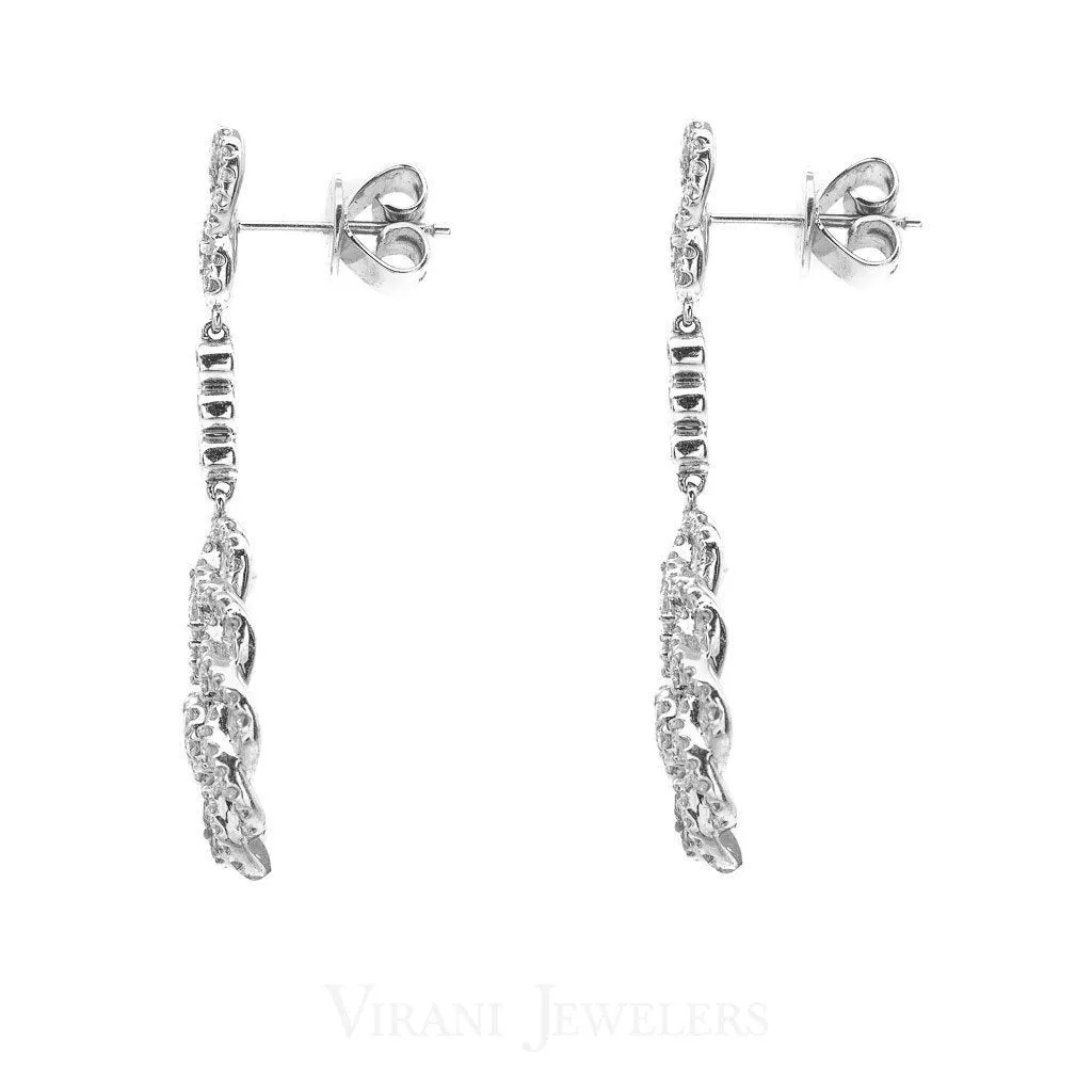 1.31CT Diamond Drop Paisley Earrings Set In 14K White Gold