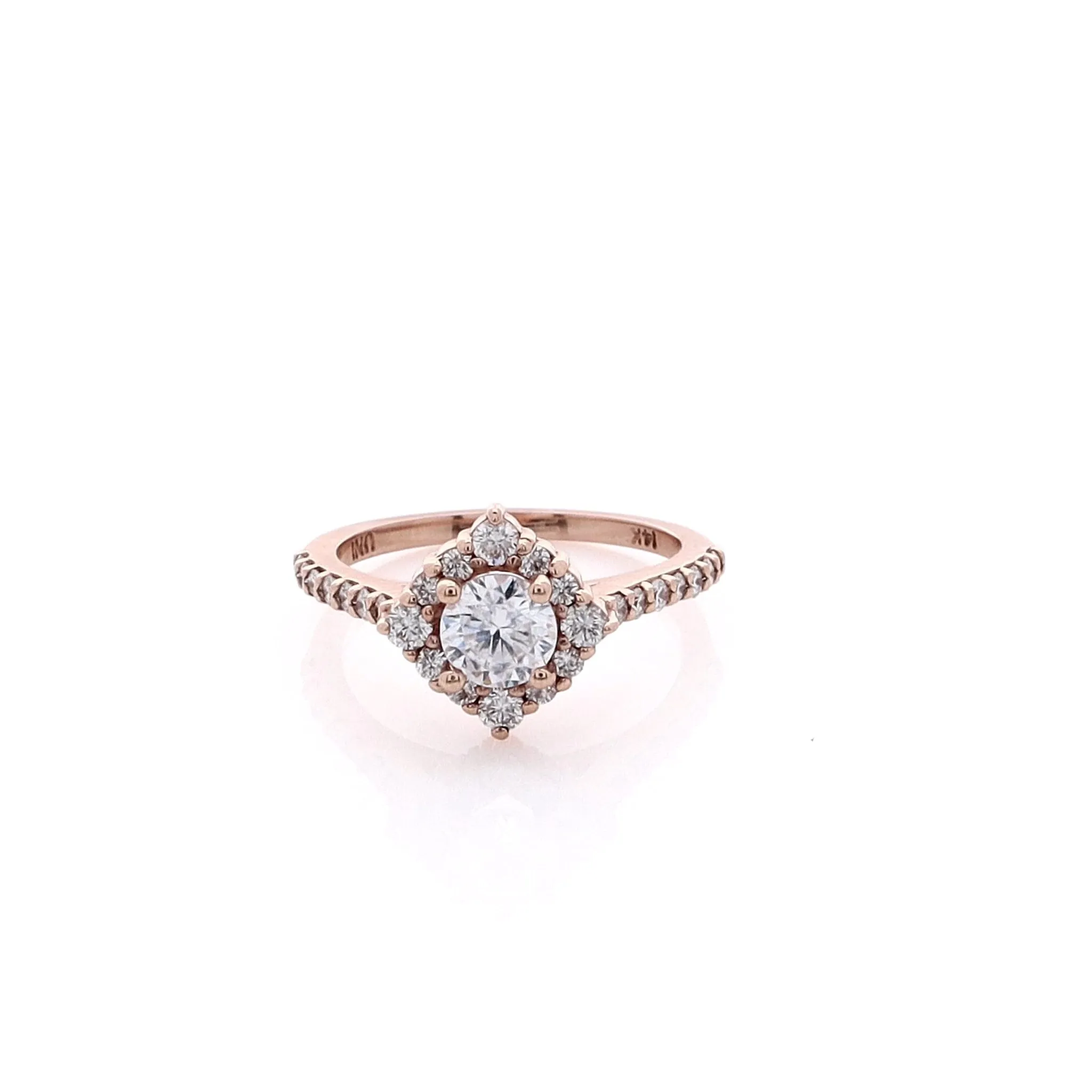 14 Karat Rose Gold Semi Pave Diamond Engagement Ring