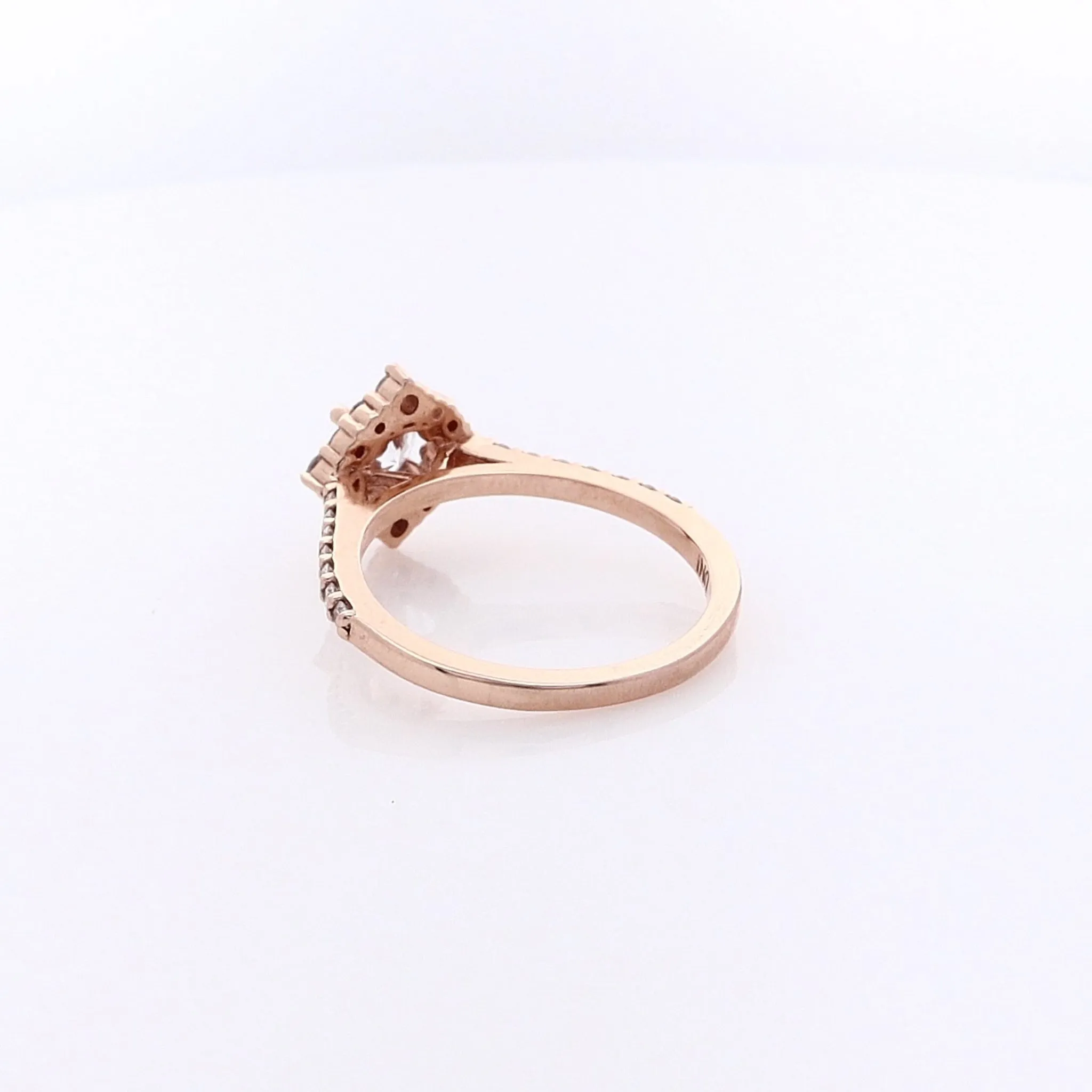 14 Karat Rose Gold Semi Pave Diamond Engagement Ring