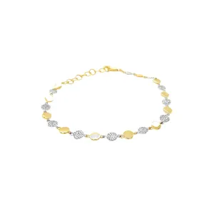 14 Karat Yellow and White Gold Disc Bracelet with Diamonds