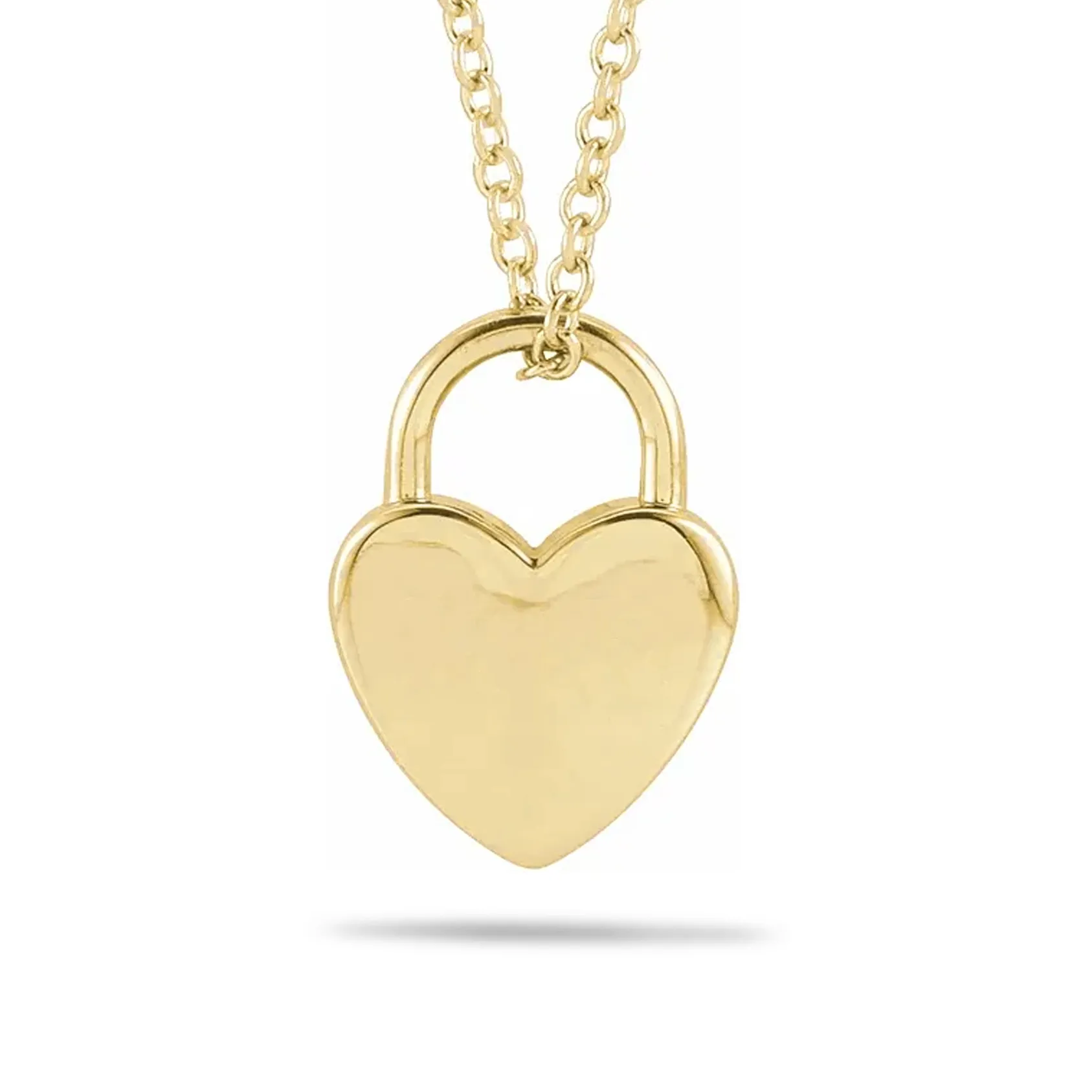 14kt Gold Engravable Heart Lock Necklace