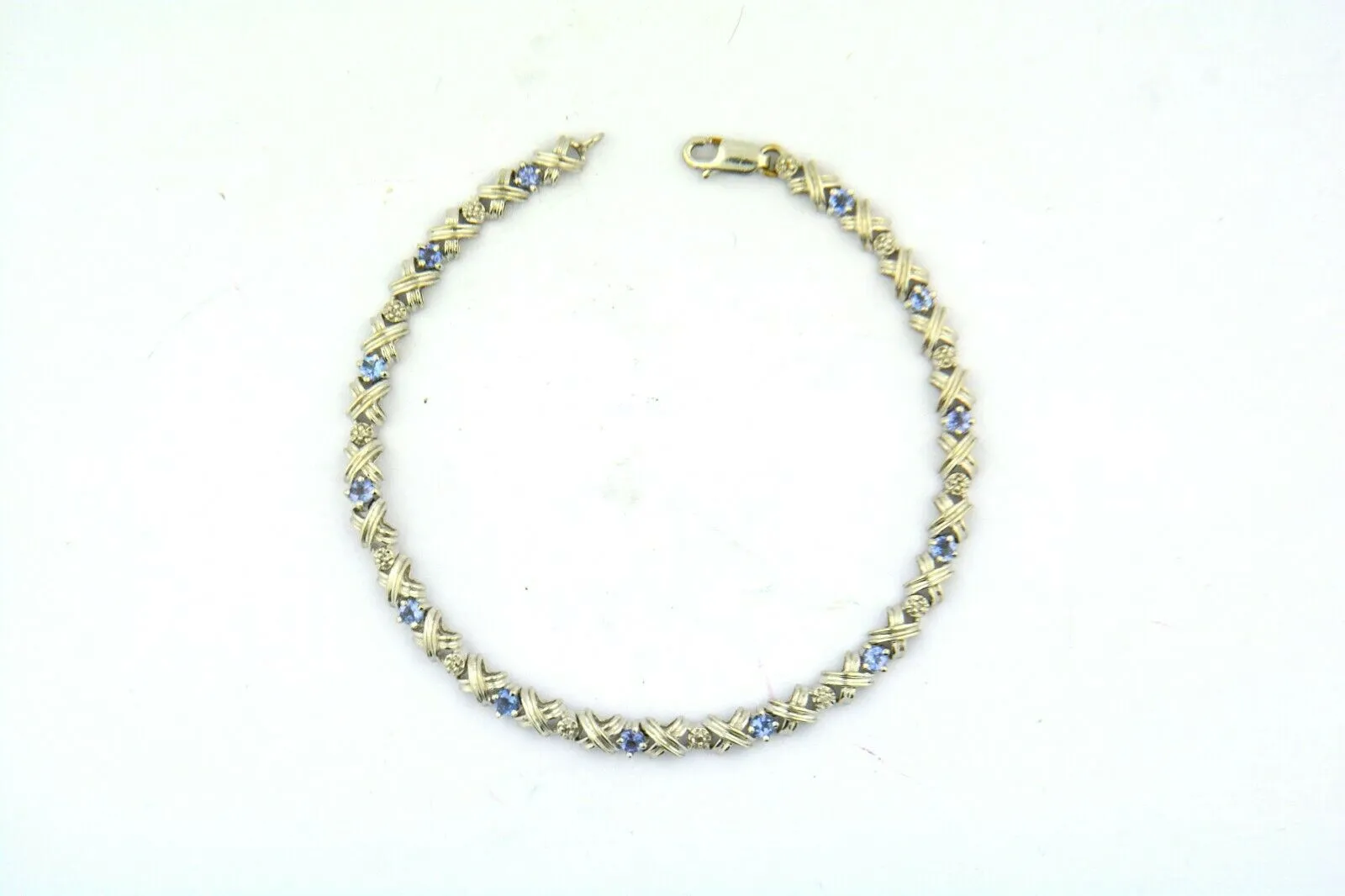 14KW 7.5IN 1CTTW Tanzanite and 5/8CTTW Diamond "X" Bracelet 7G