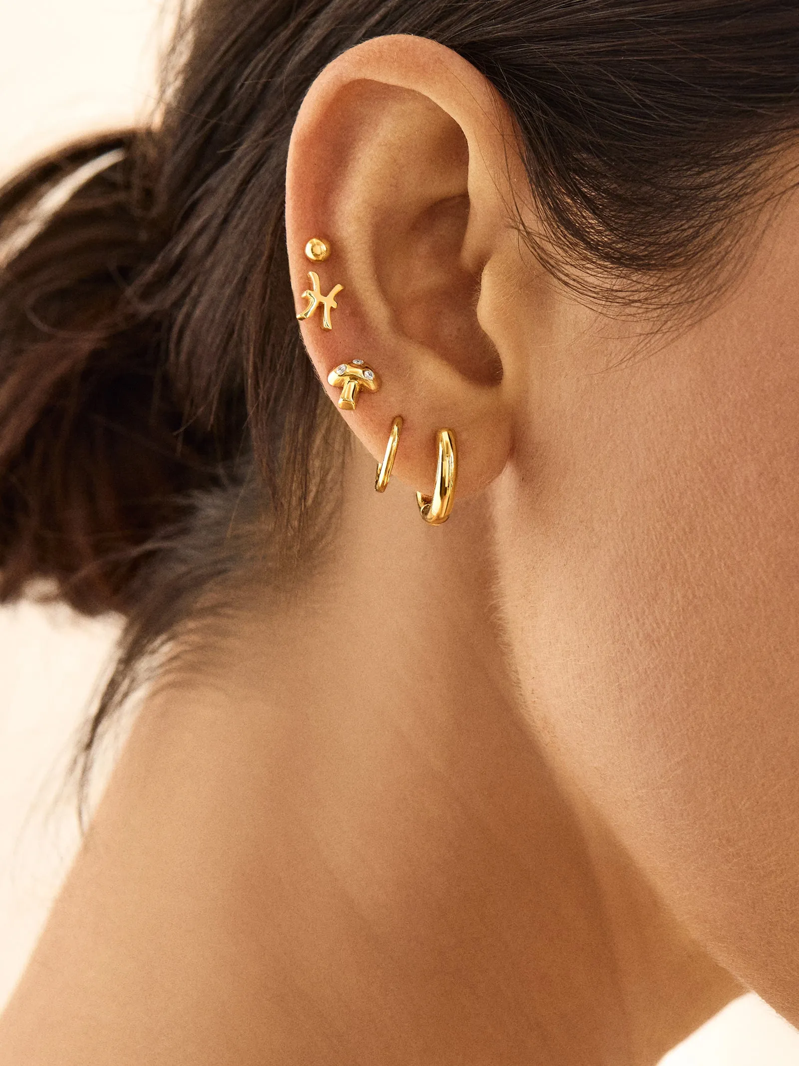 18K Gold Zodiac Earrings - Gold