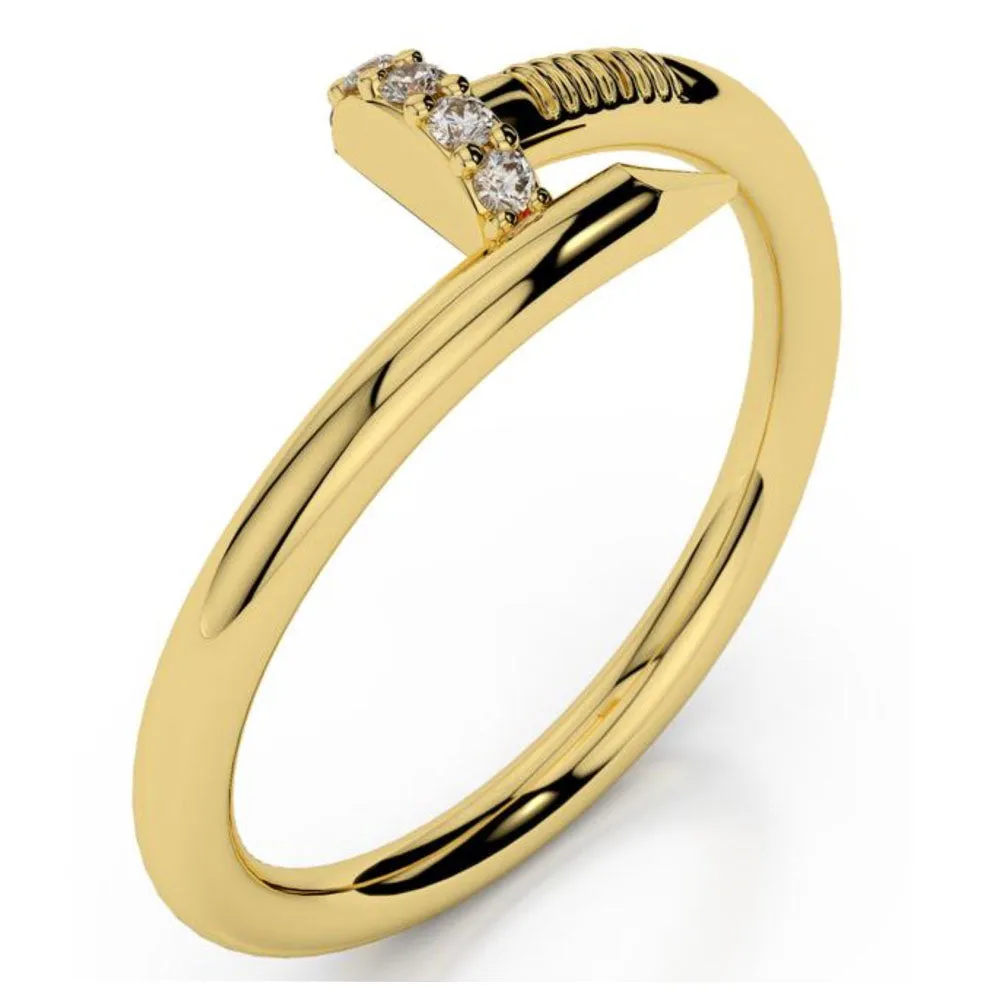 18K Solid Gold Diamond Nail Ring (0.04 ctw)