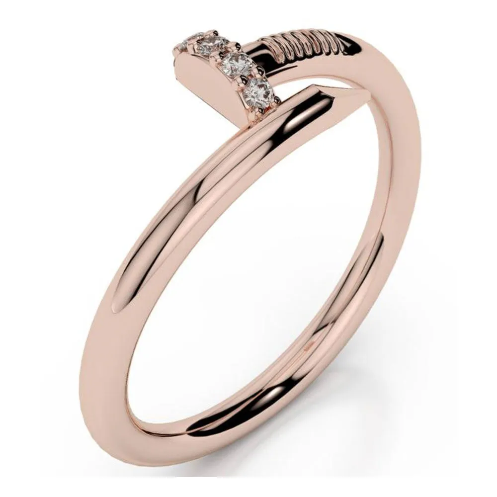 18K Solid Gold Diamond Nail Ring (0.04 ctw)