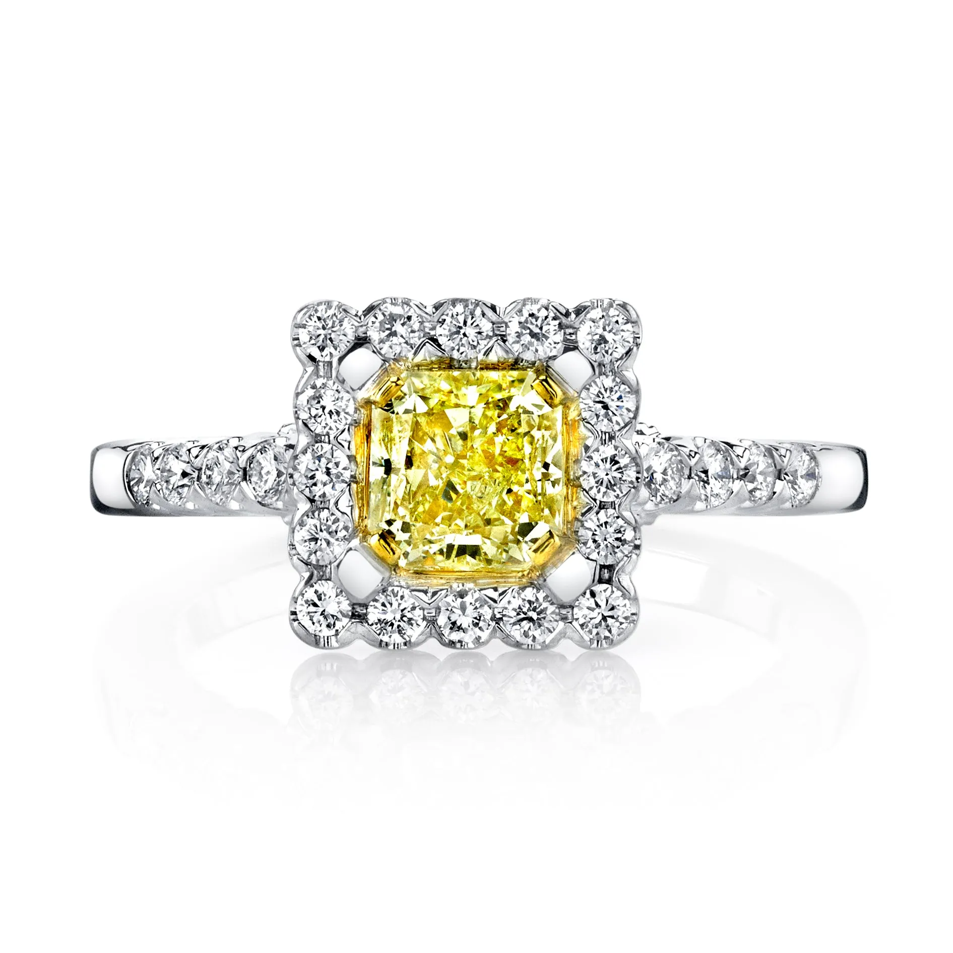 18K YELLOW DIAMOND HALO ENGAGEMENT RING