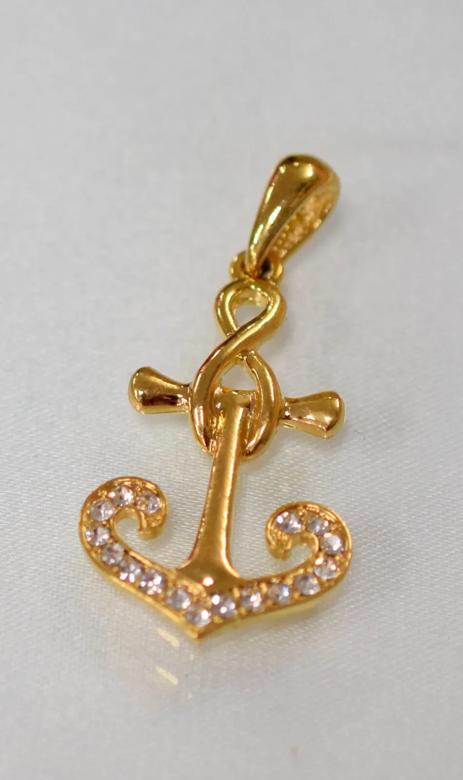 18Kt as Gold Filled* Anchor Pendant Charm with Zircon Size 46x22mm as Gold Filled* Pendant For Jewelry Making GP154