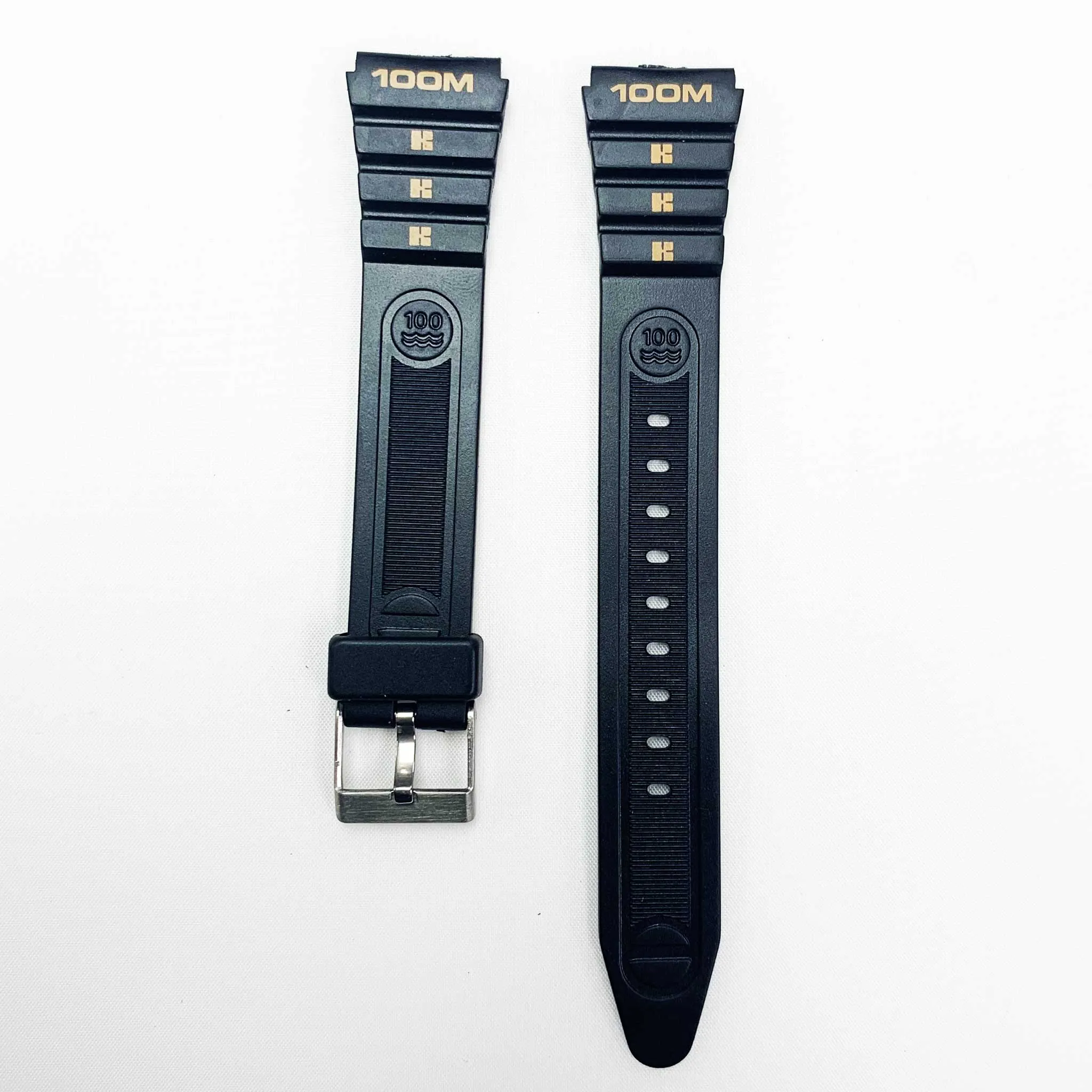 18MM PVC Plastic Watch Band Black Kreisler00 Casio Timex Seiko Citizen Iron Man Watches