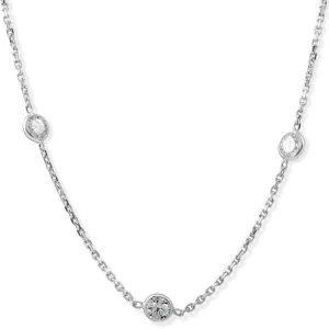 2Ct TW Round-Cut Women's Real Diamond Bezel Station 18" Necklace 14k White Gold