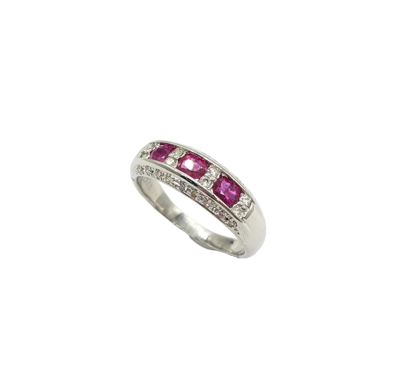 3 Ruby Inline and Diamond Ring