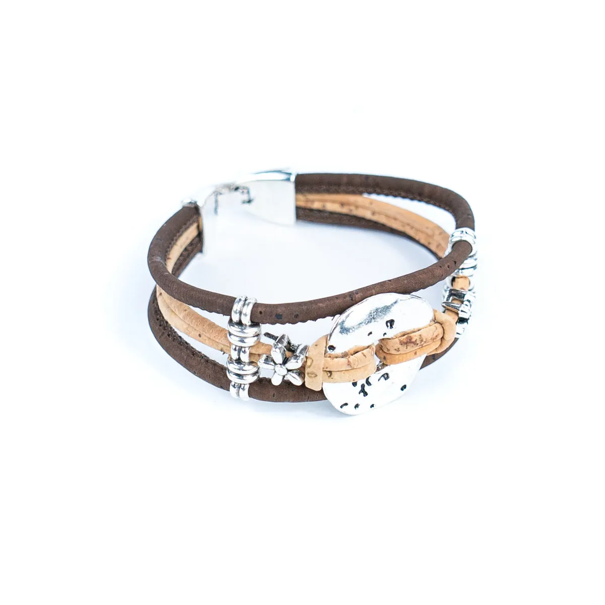 3mm natural and colored cork wire and alloy hardware handmade women's fashion bracelet DBR-046-MIX-5