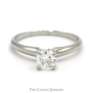 .65ct Round Diamond Solitaire Engagement Ring in 14k White Gold Tiffany Mounting