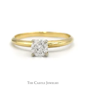 .65ct Round Diamond Solitaire Engagement Ring in 14k Yellow Gold 4 Prong Tiffany Mounting