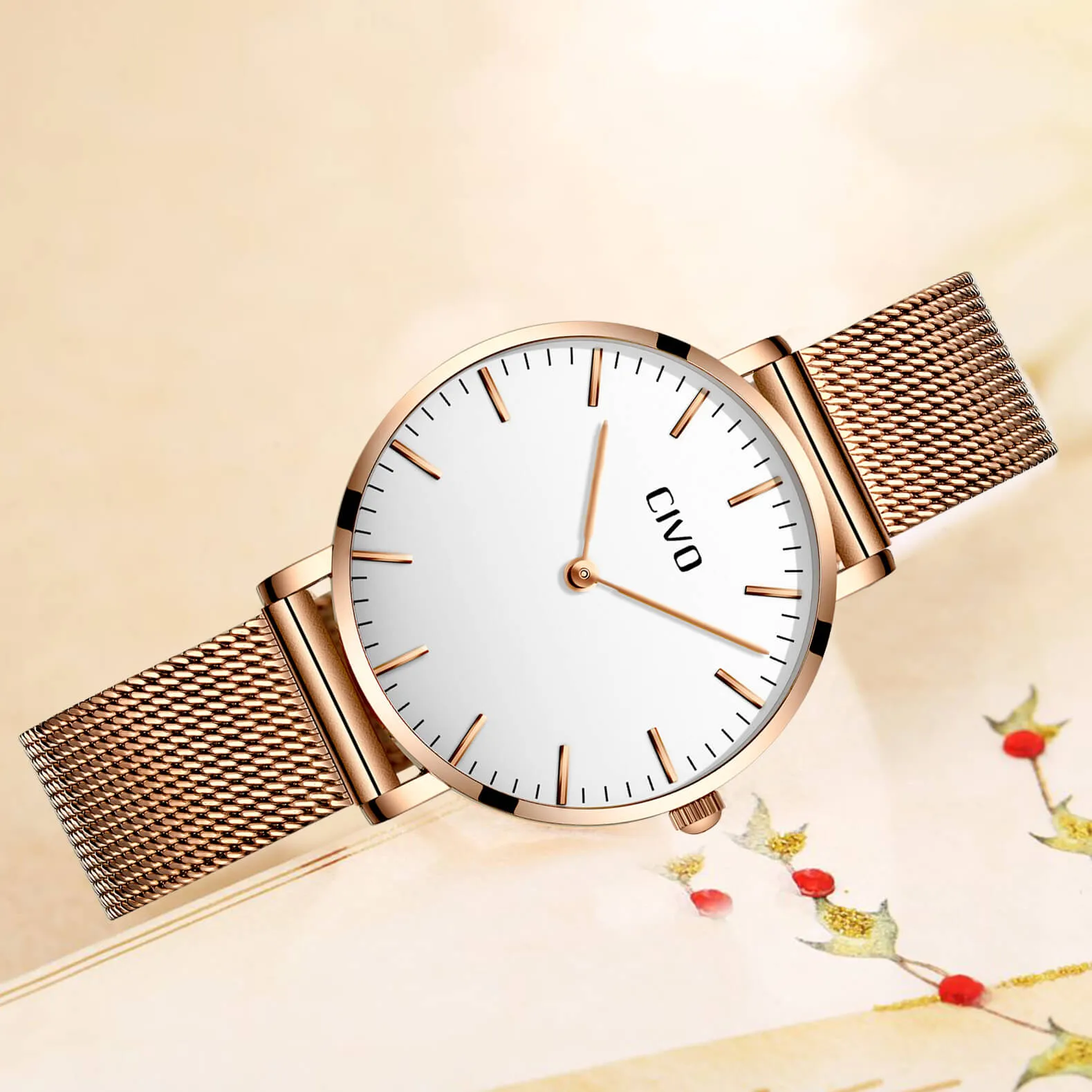 8011C | Quartz Women Watch | Mesh Band