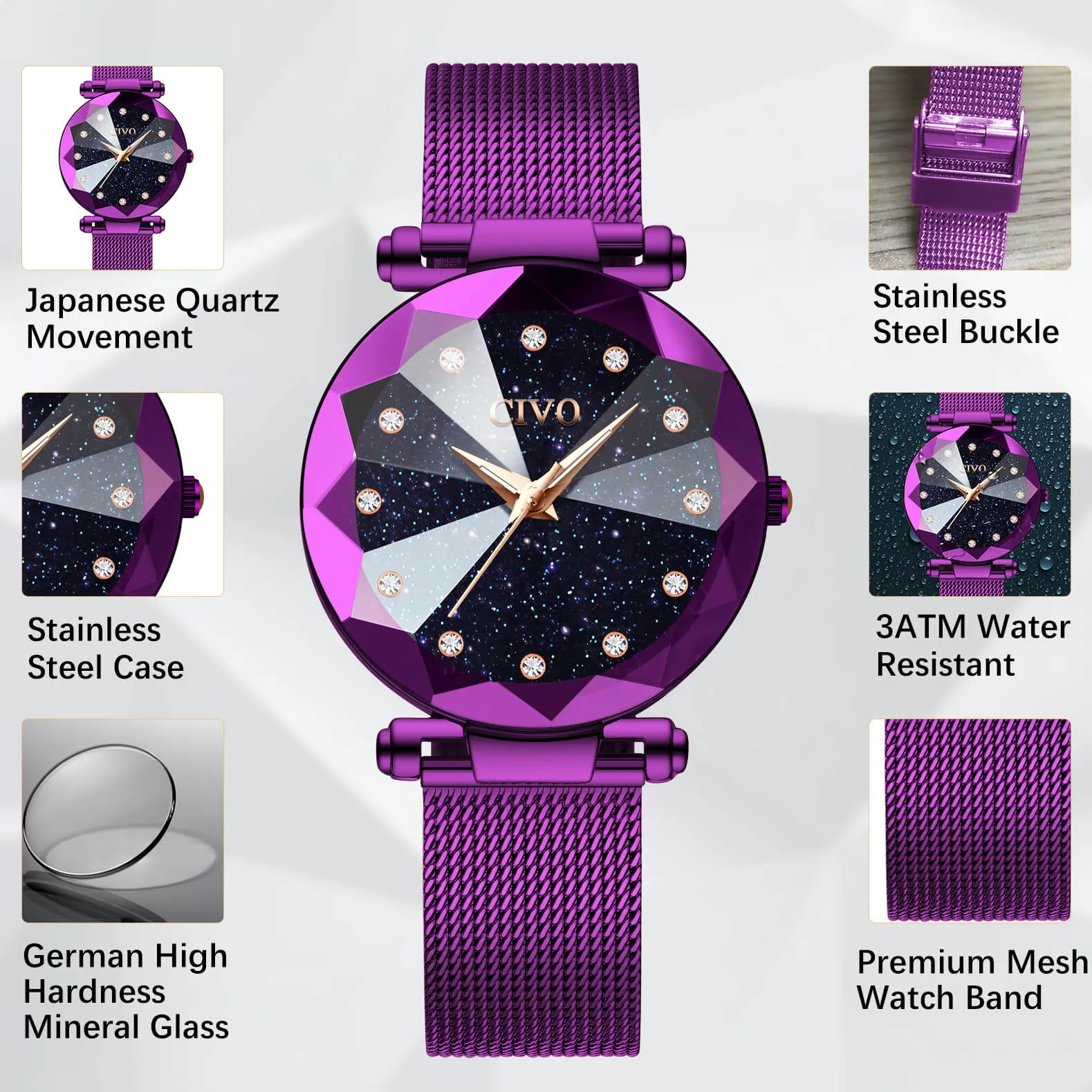 8064C | Quartz Women Watch | Mesh Band