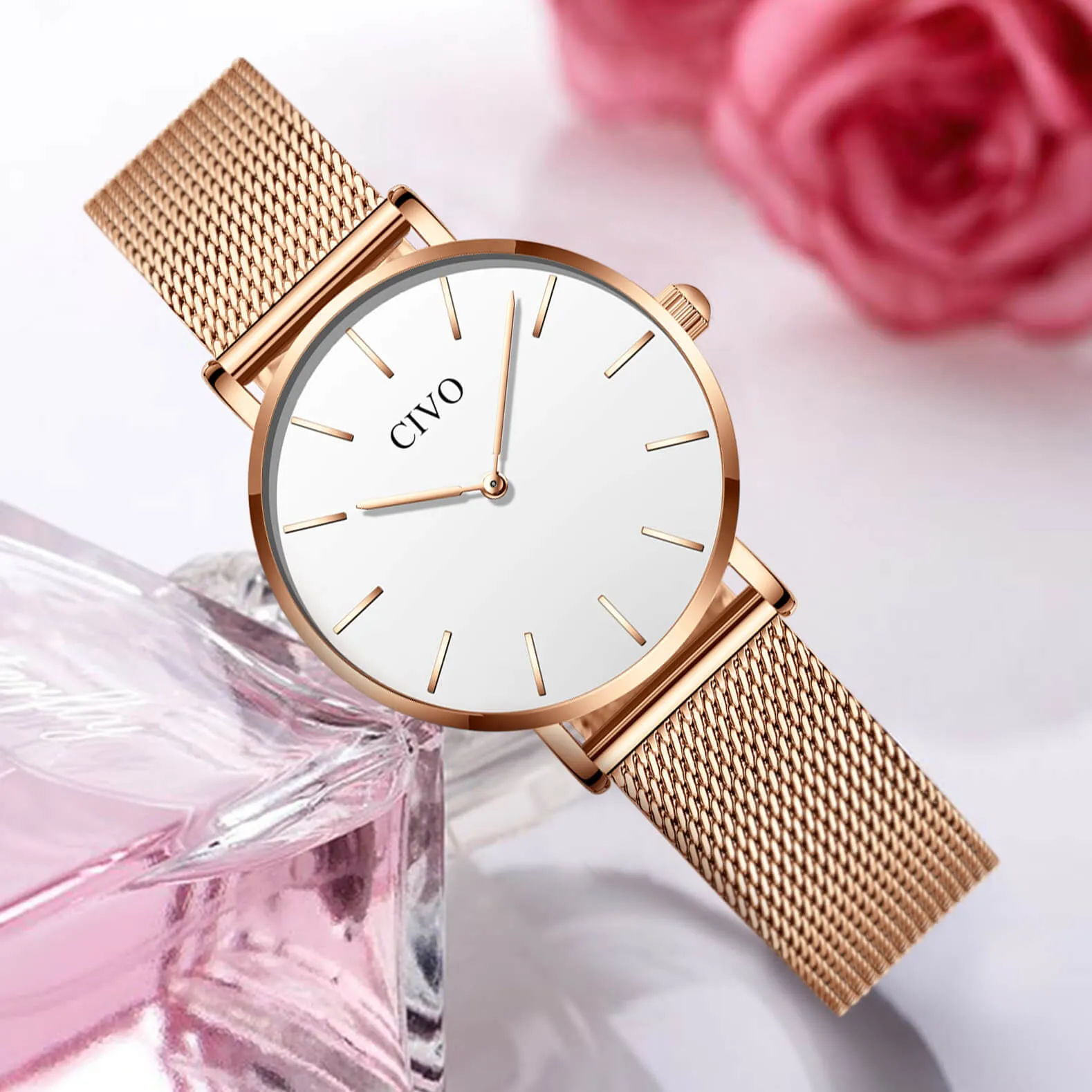 8084C | Quartz Women Watch | Mesh Band