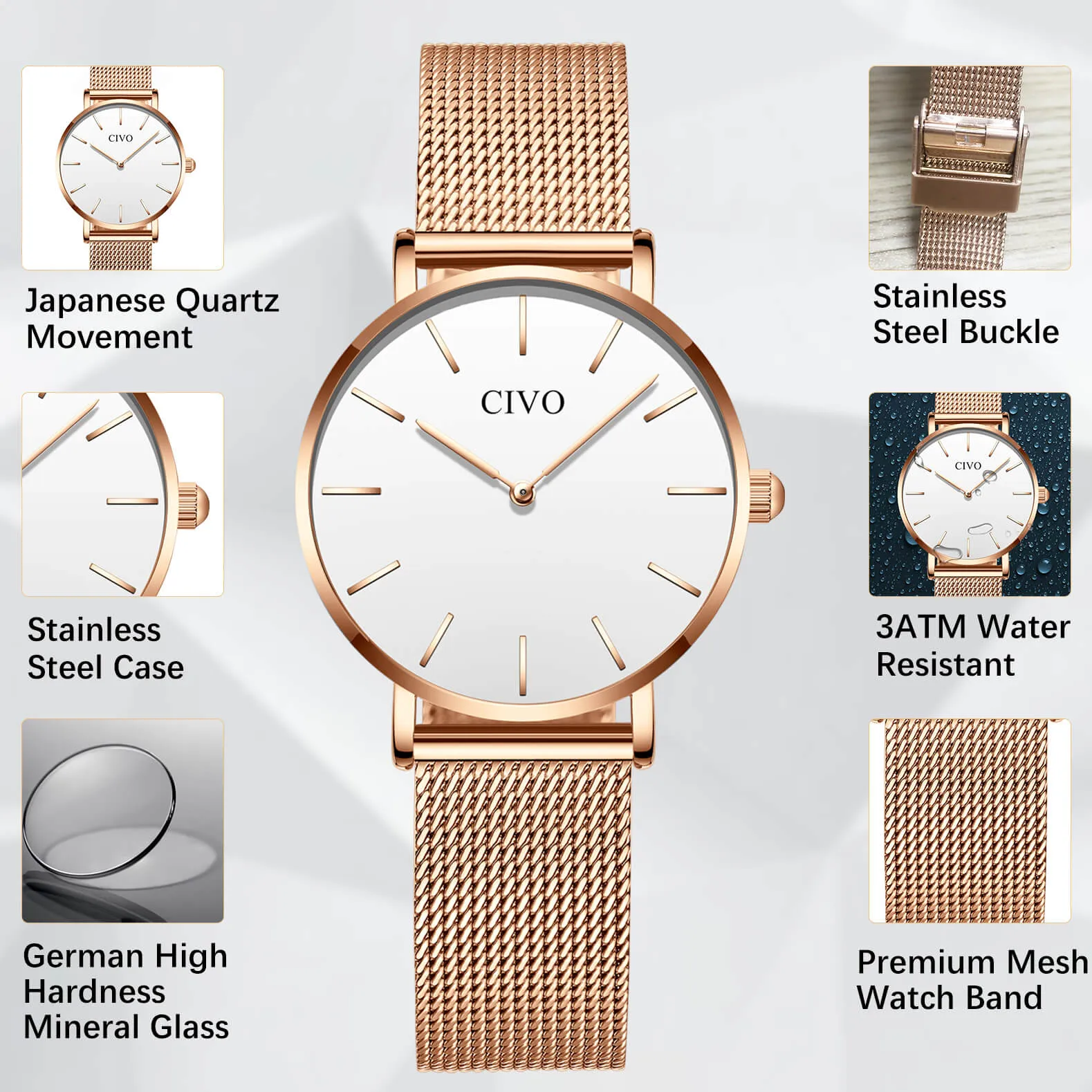 8084C | Quartz Women Watch | Mesh Band