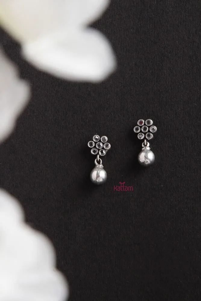 92.5 Silver Drop Stone Earring