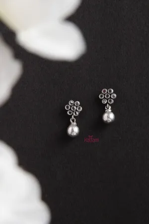 92.5 Silver Drop Stone Earring