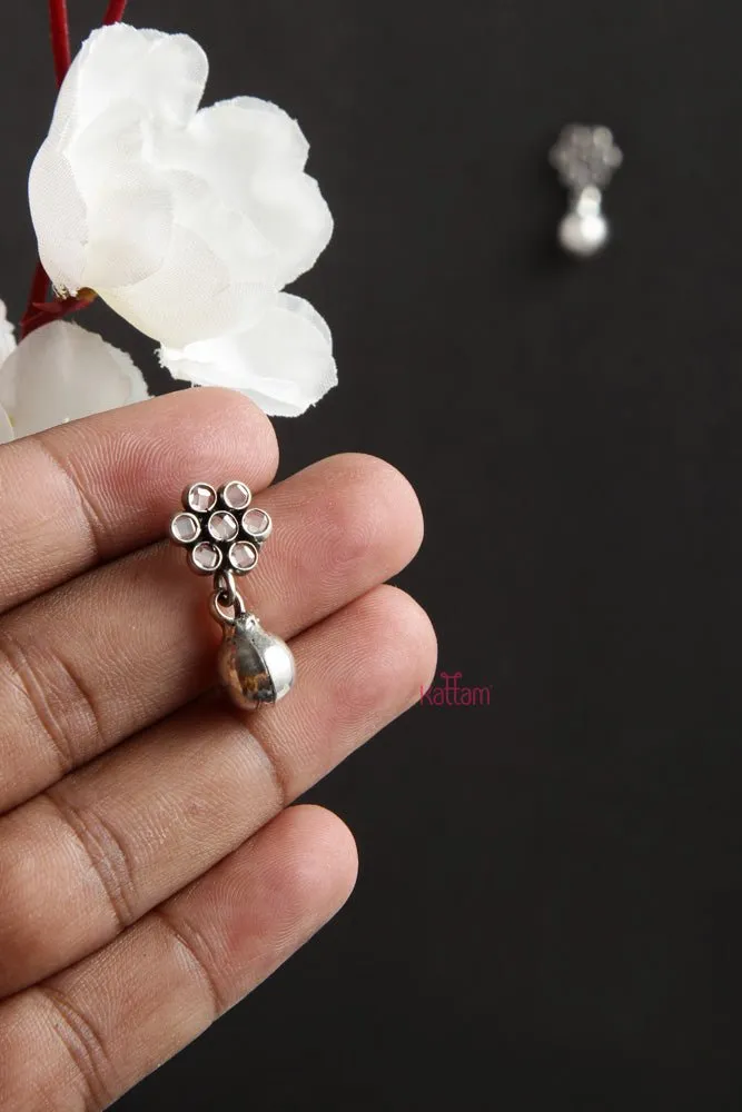 92.5 Silver Drop Stone Earring