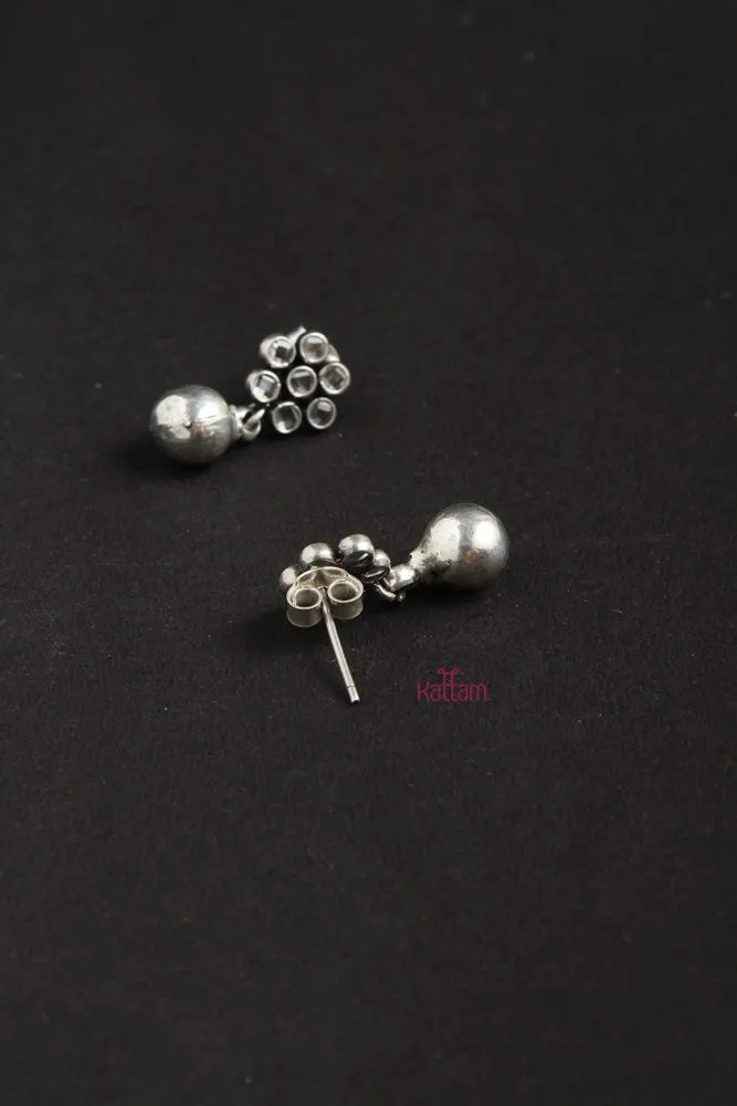 92.5 Silver Drop Stone Earring