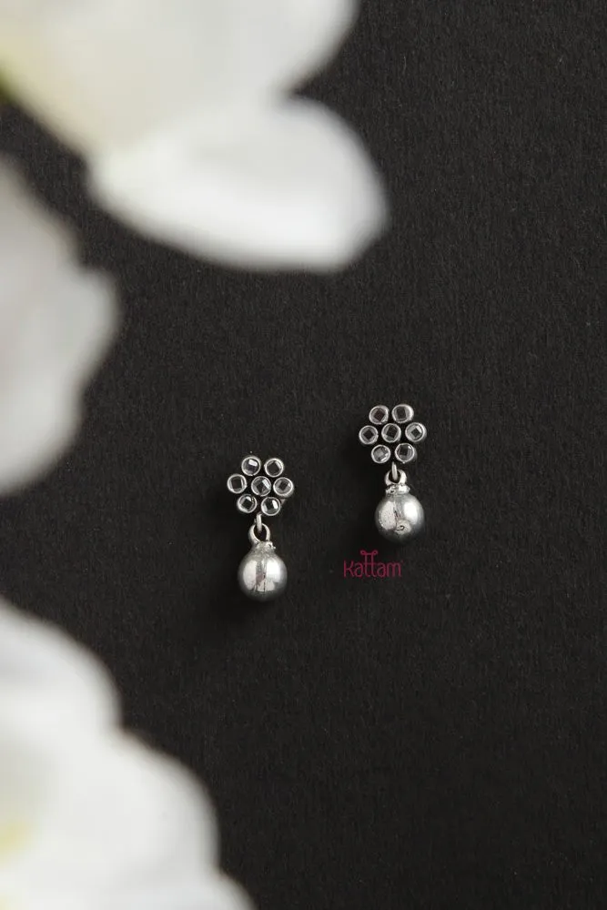 92.5 Silver Drop Stone Earring