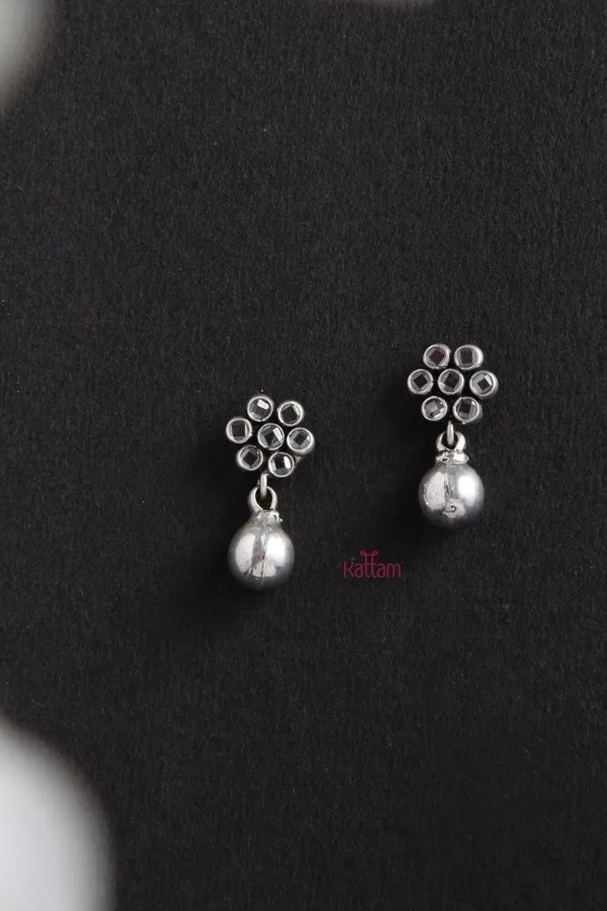 92.5 Silver Drop Stone Earring