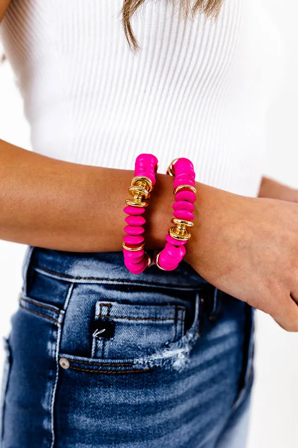 A Perfect Day Bracelet Set In Hot Pink