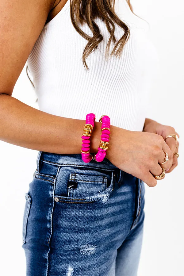 A Perfect Day Bracelet Set In Hot Pink