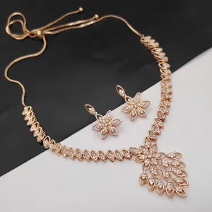 Aamrapali Rose Gold  Plated AD Necklace Set