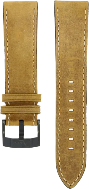 Alpina Light Brown Leather Strap 22mm DLC Clasp