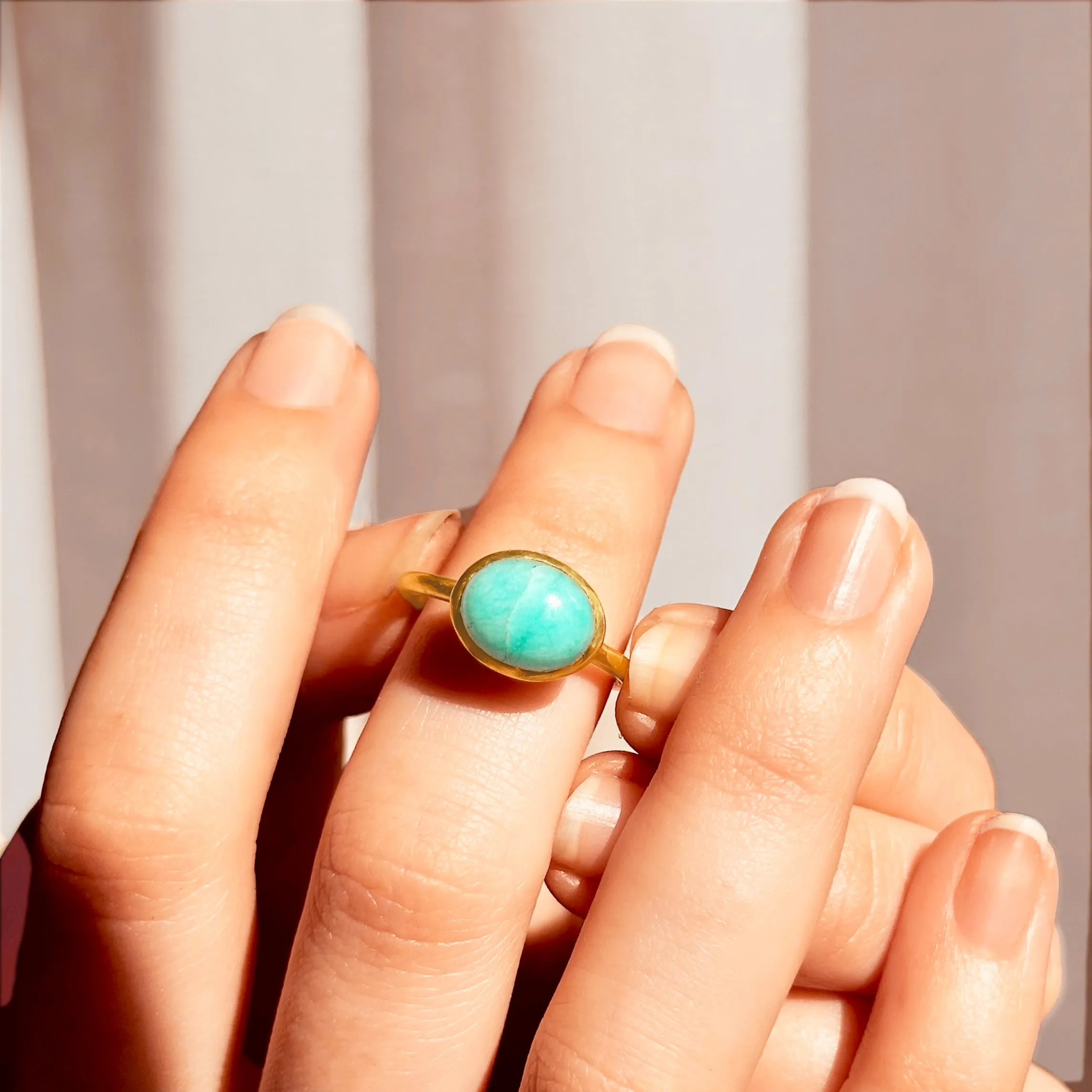 Amazonite Cabochon Oval Ring