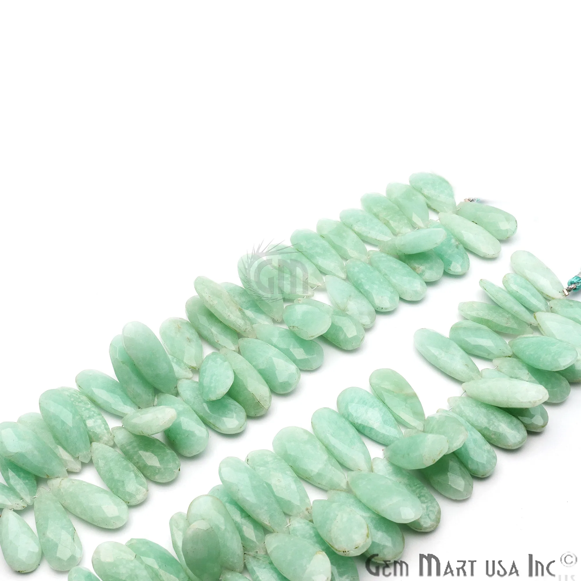 Amazonite Pears Beads, 8 Inch Gemstone Strands, Drilled Strung Briolette Beads, Pears Shape, 28x12mm