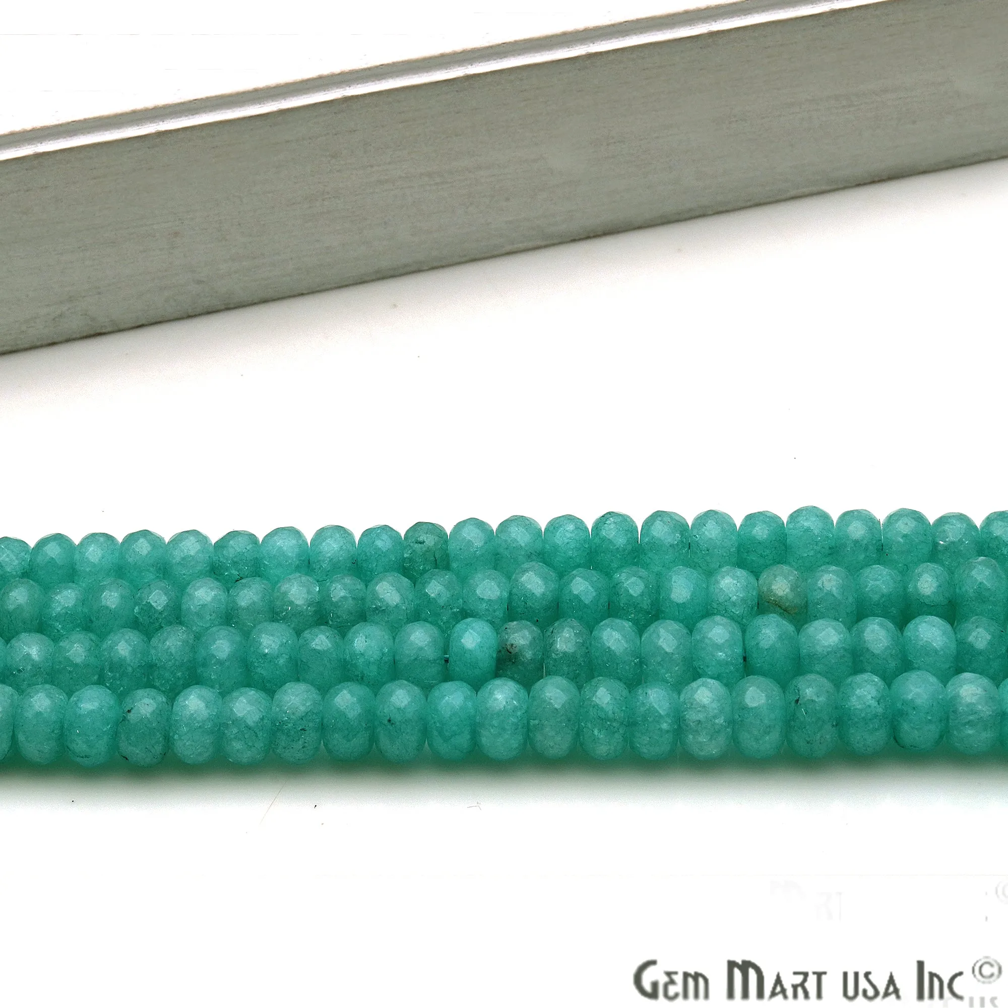 Amazonite Rondelle Beads, 14 Inch Gemstone Strands, Drilled Strung Nugget Beads, Faceted Round, 7-8mm