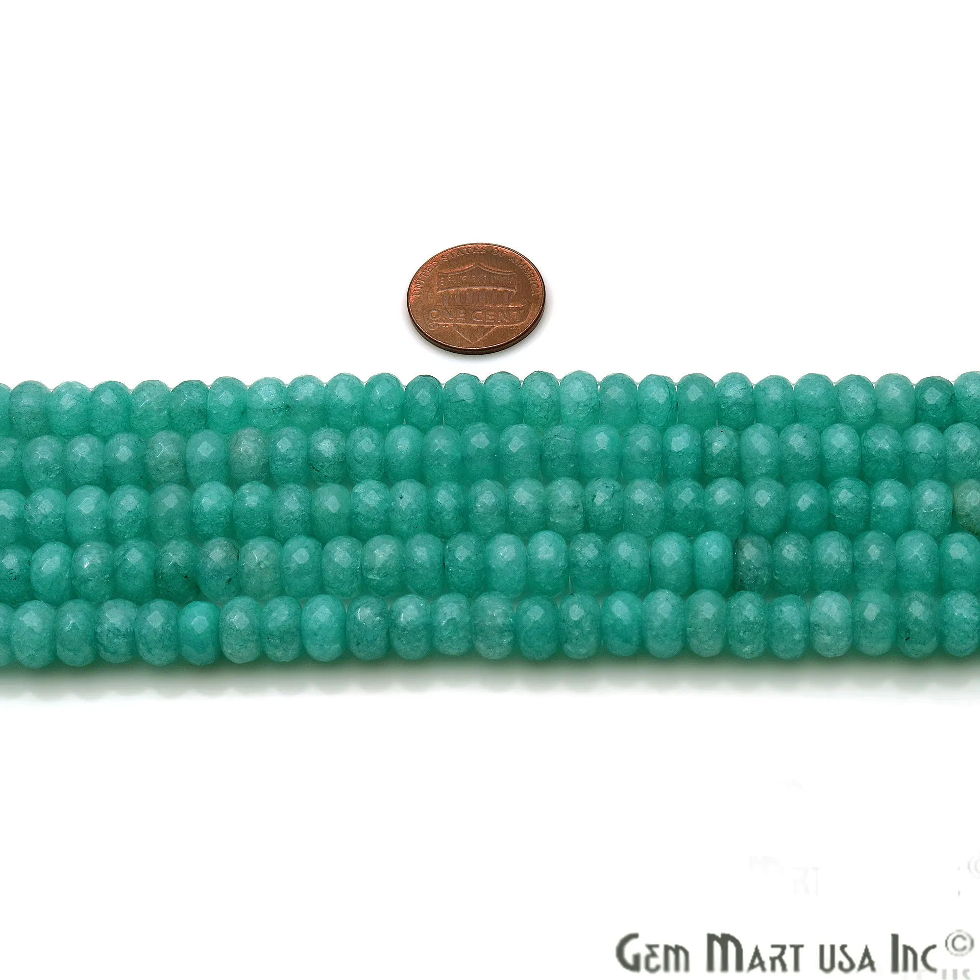 Amazonite Rondelle Beads, 14 Inch Gemstone Strands, Drilled Strung Nugget Beads, Faceted Round, 7-8mm