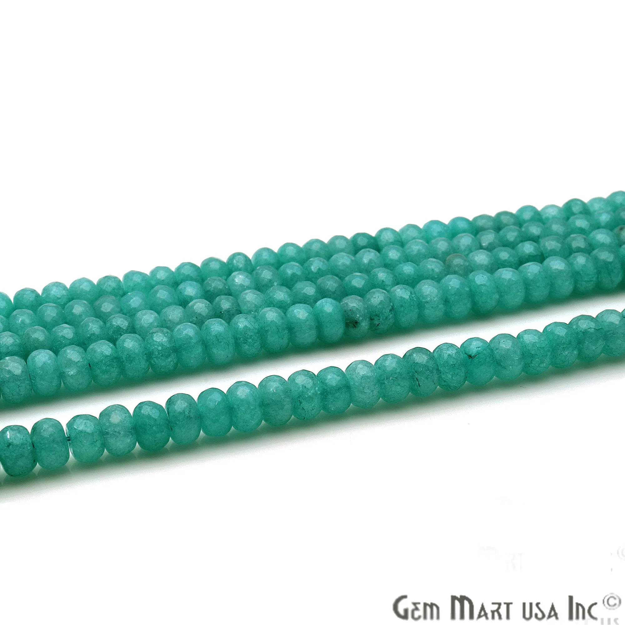 Amazonite Rondelle Beads, 14 Inch Gemstone Strands, Drilled Strung Nugget Beads, Faceted Round, 7-8mm