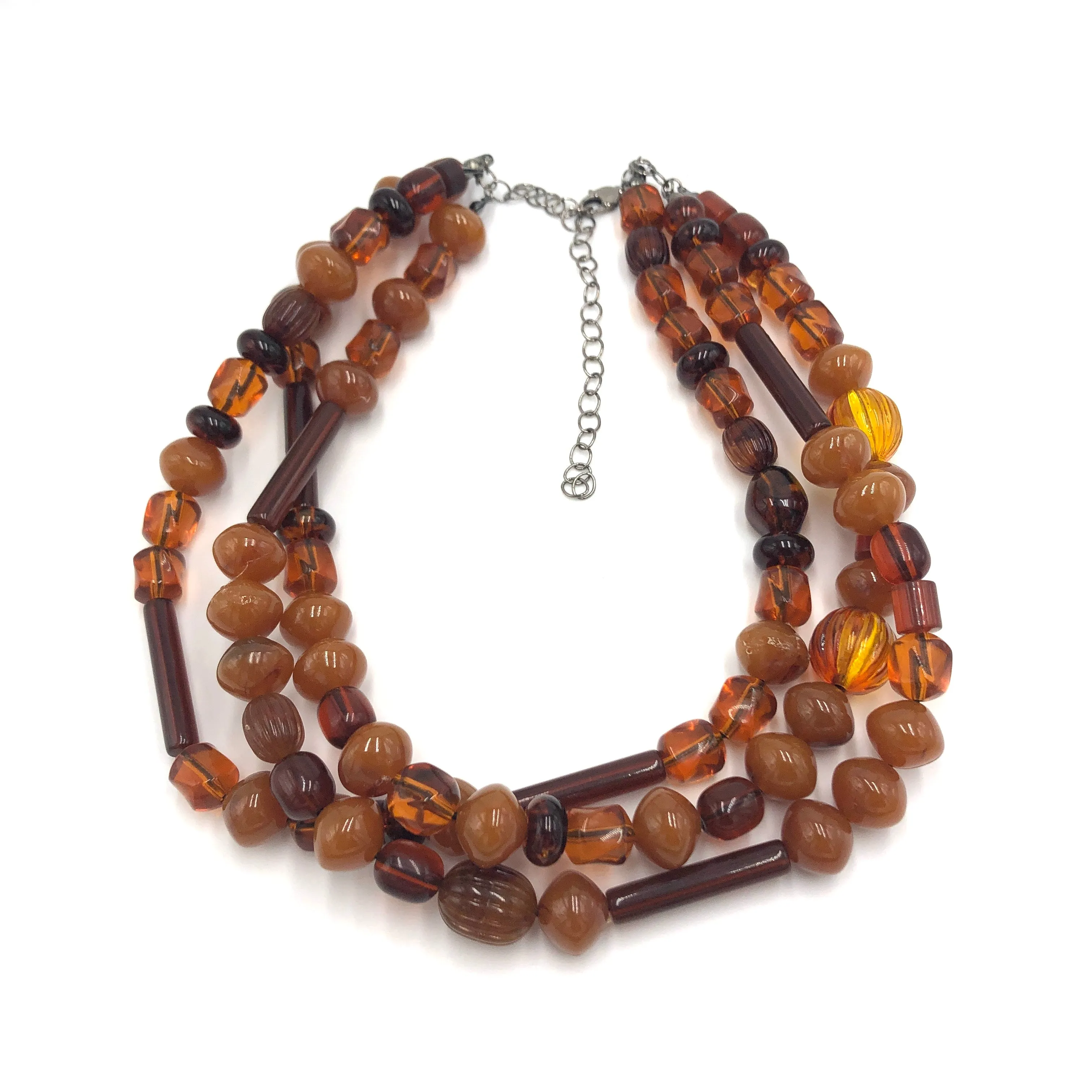 Amber & Tortoise Beaded Morgan Necklace