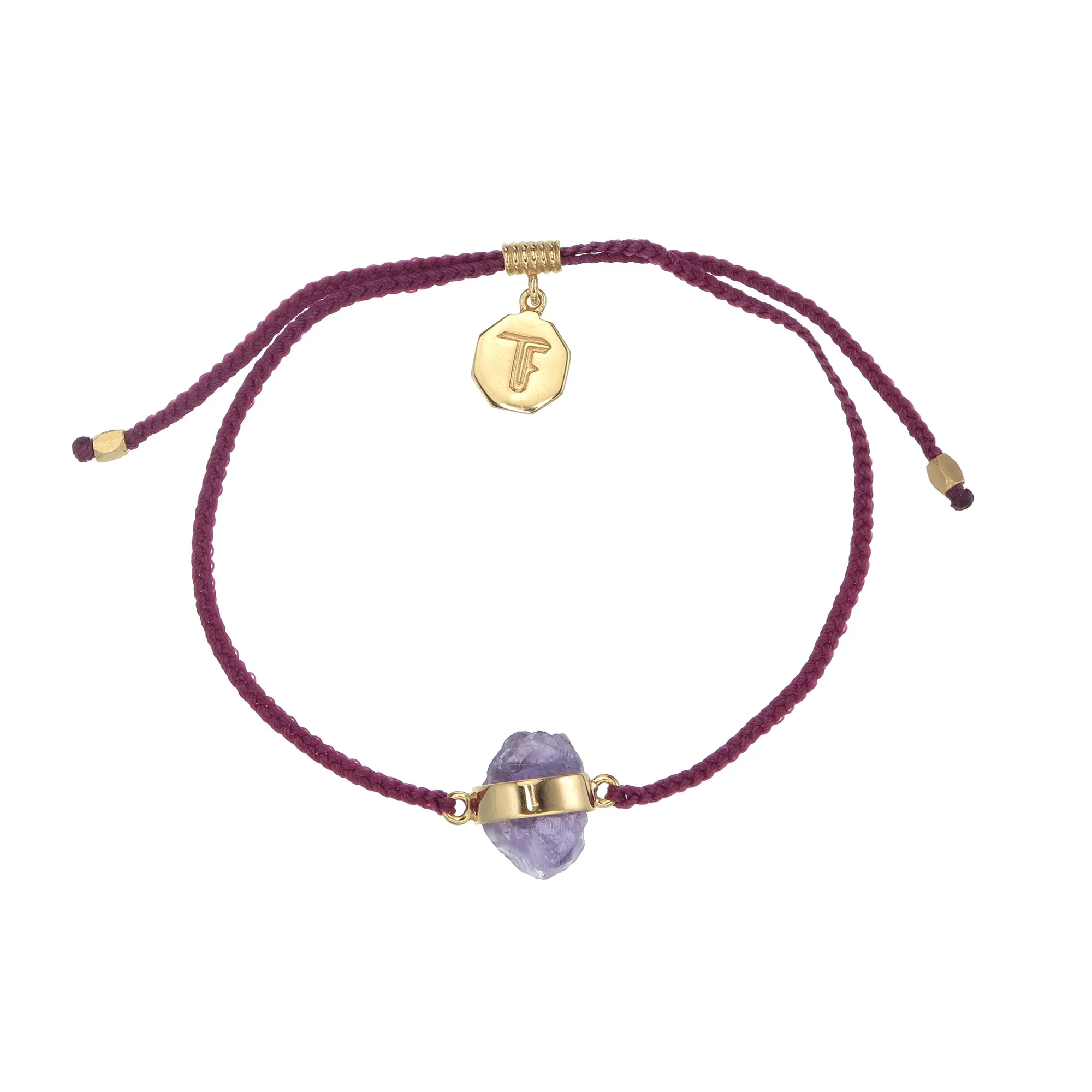 AMETHYST CRYSTAL BRACELET - BURGUNDY - GOLD