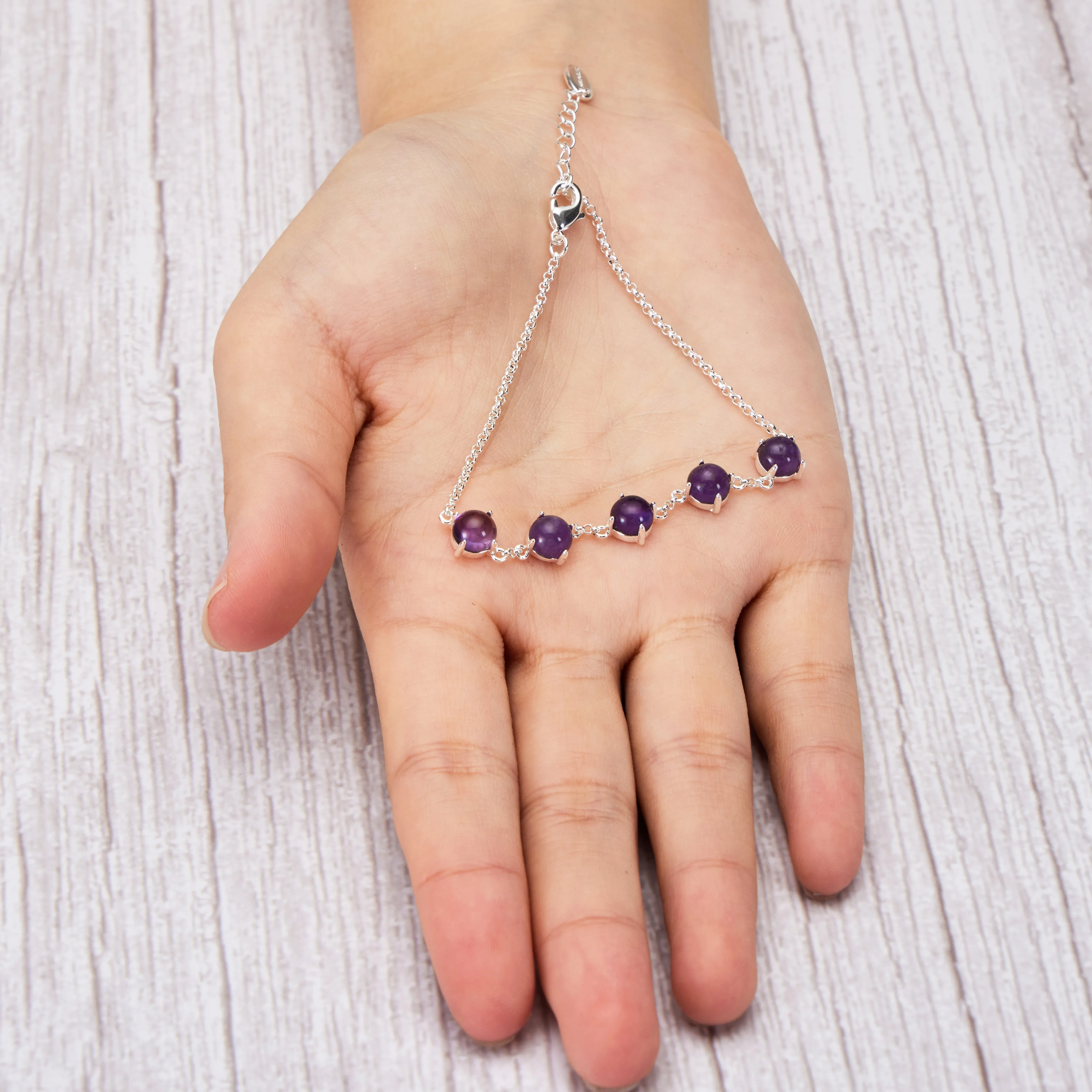 Amethyst Gemstone Bracelet with Quote Card