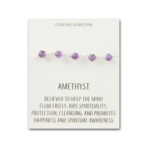 Amethyst Gemstone Bracelet with Quote Card