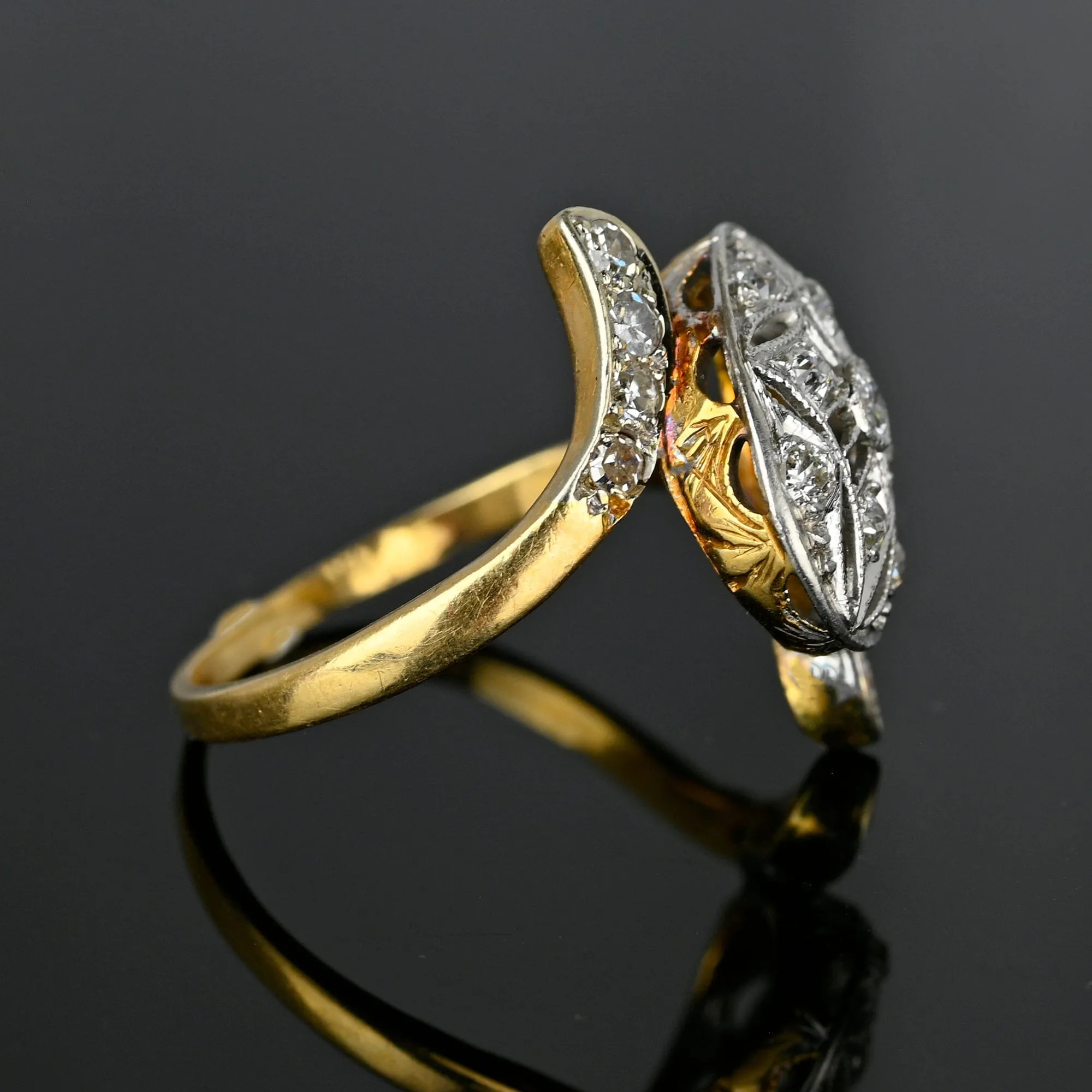 Antique 14K Gold Filigree Art Deco Diamond Ring